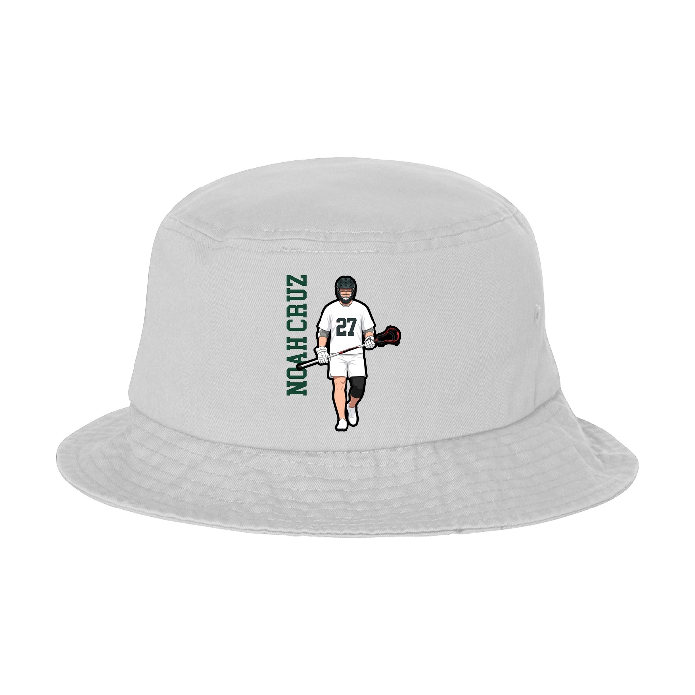 Bucket Cap — Name Vertical in White