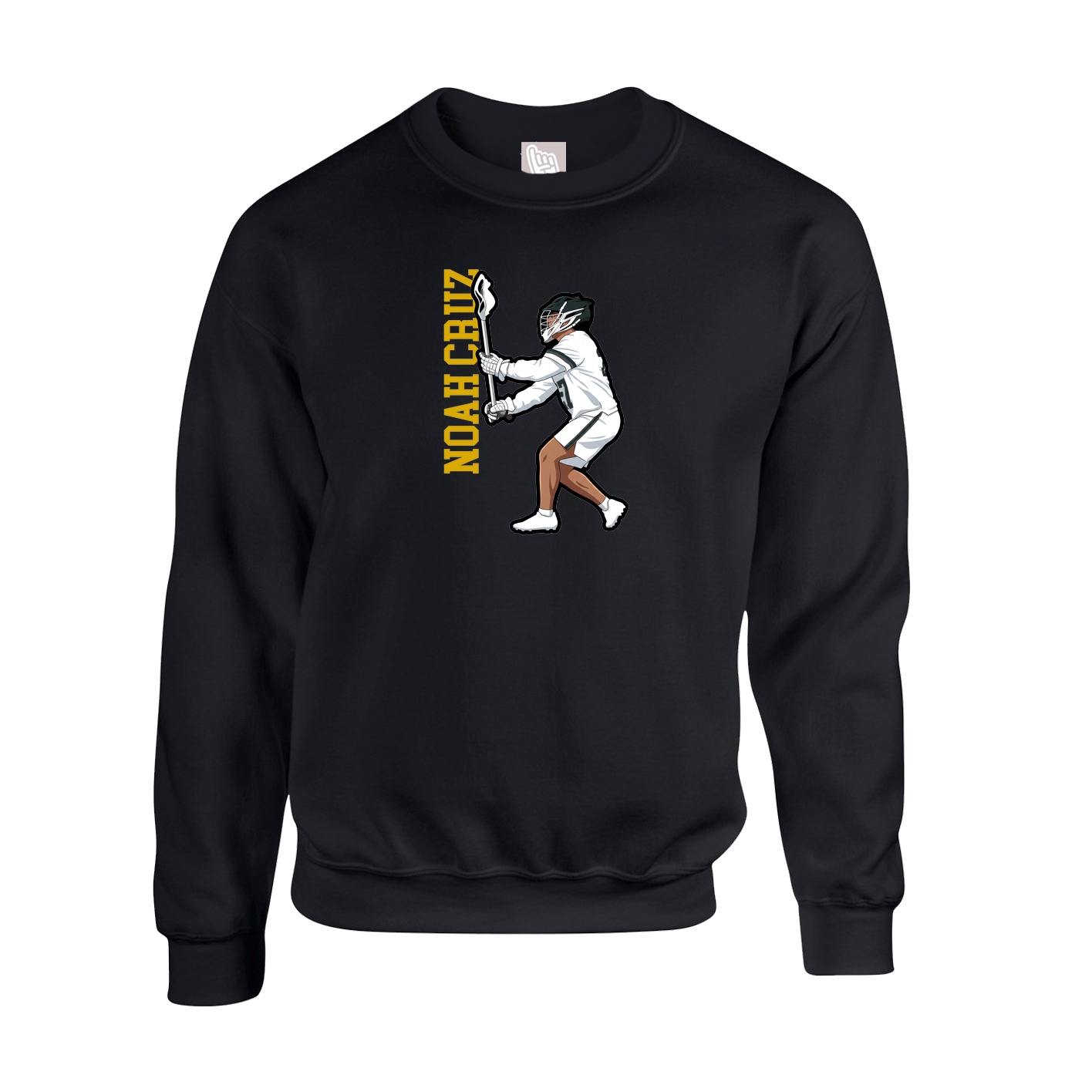 Fleece Crew — Name Vertical in Black