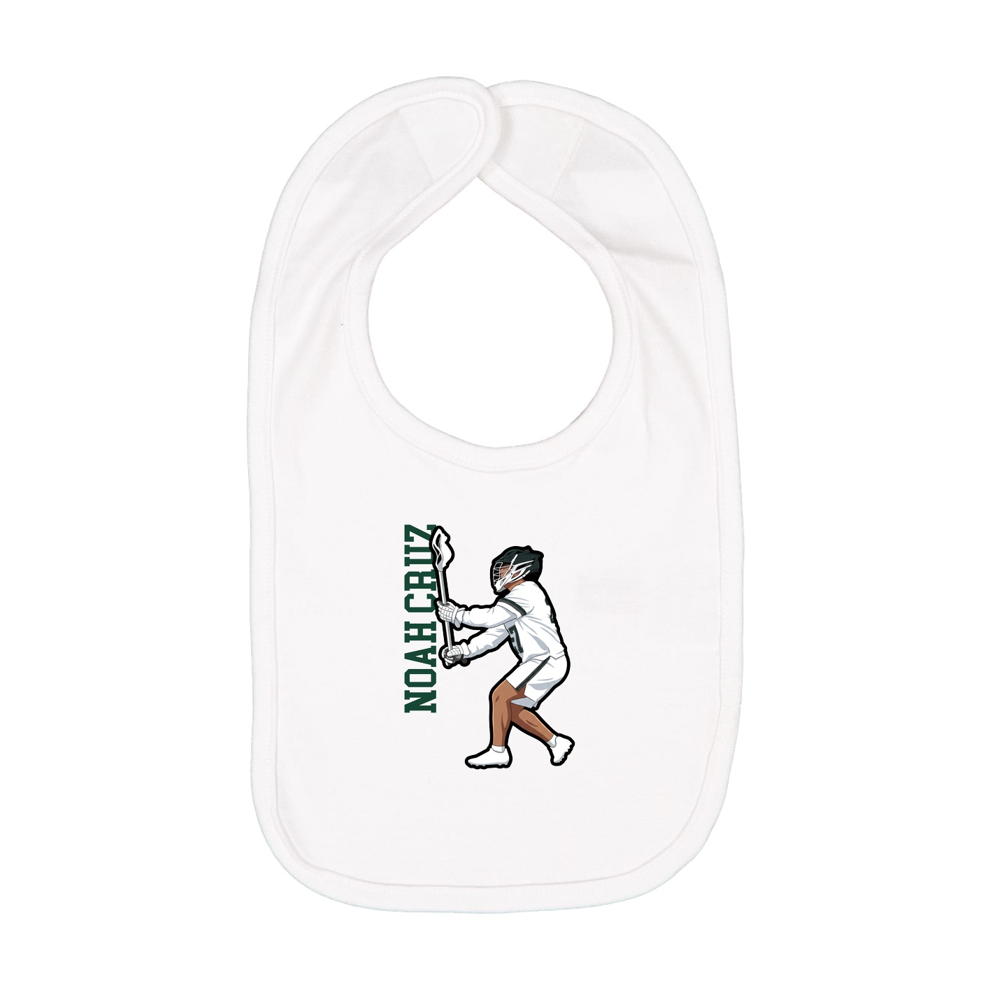 Infant Bib — Name Vertical in White