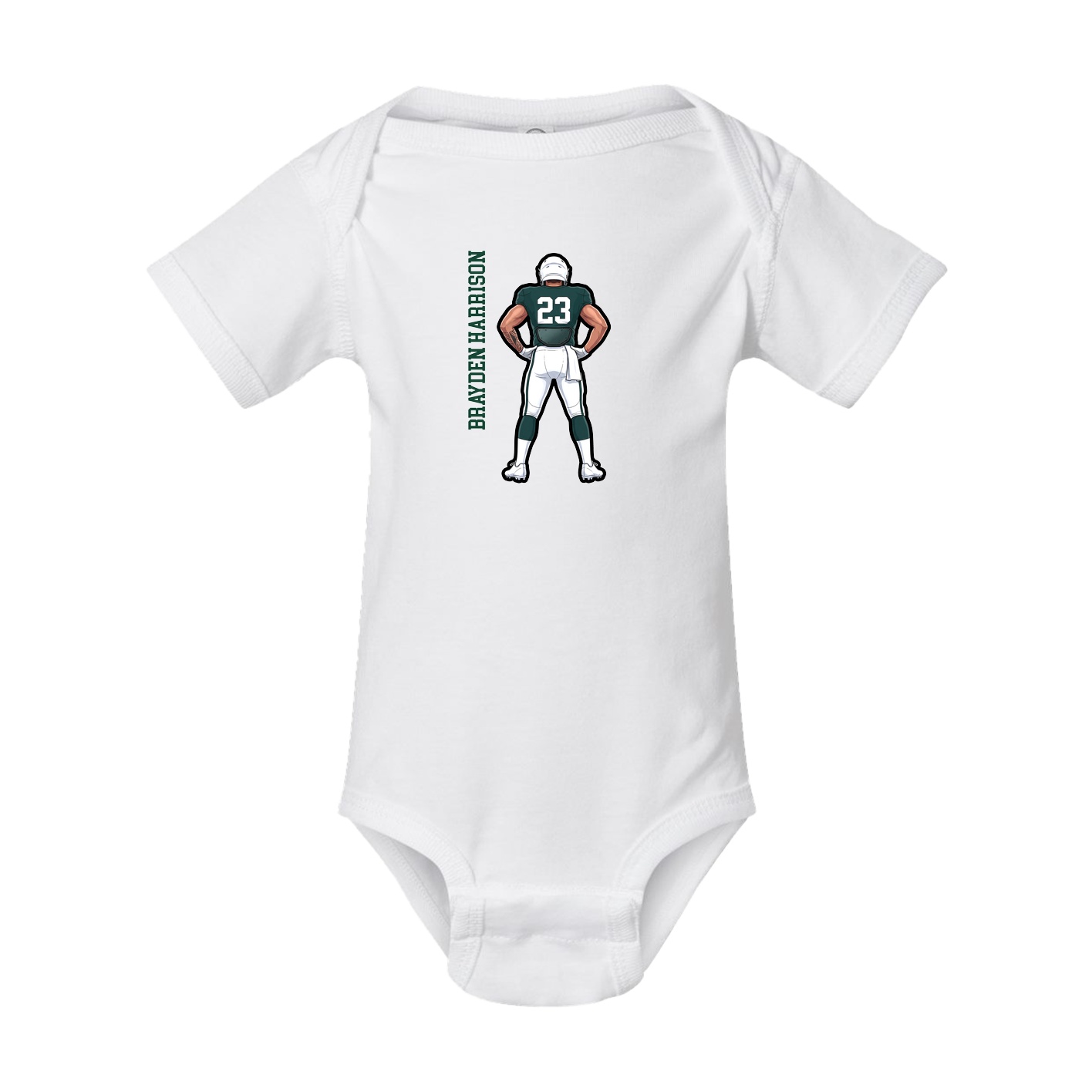 Baby Onesie — Name Vertical in White