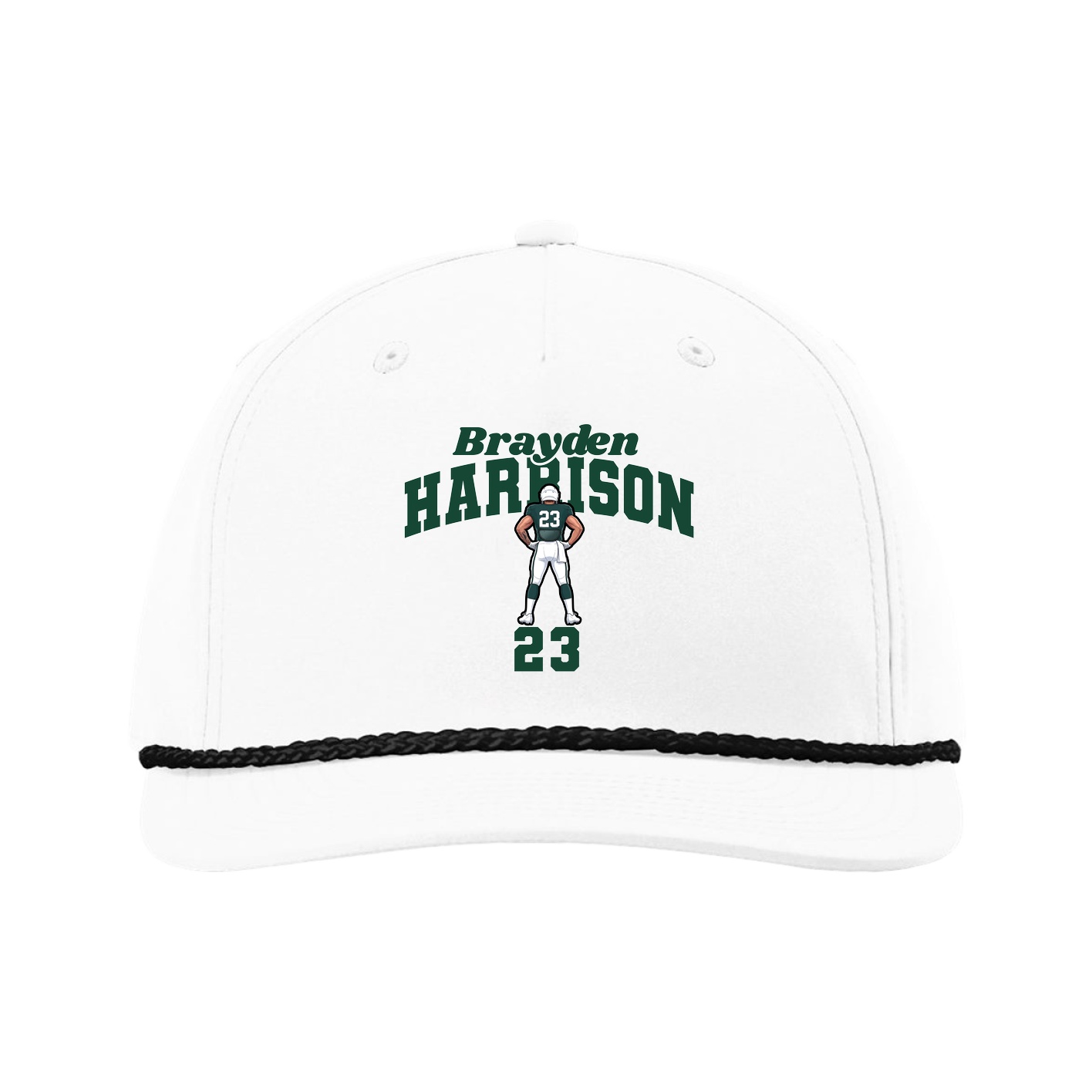 Five-Panel Classic Rope Cap — Signature Arch in White