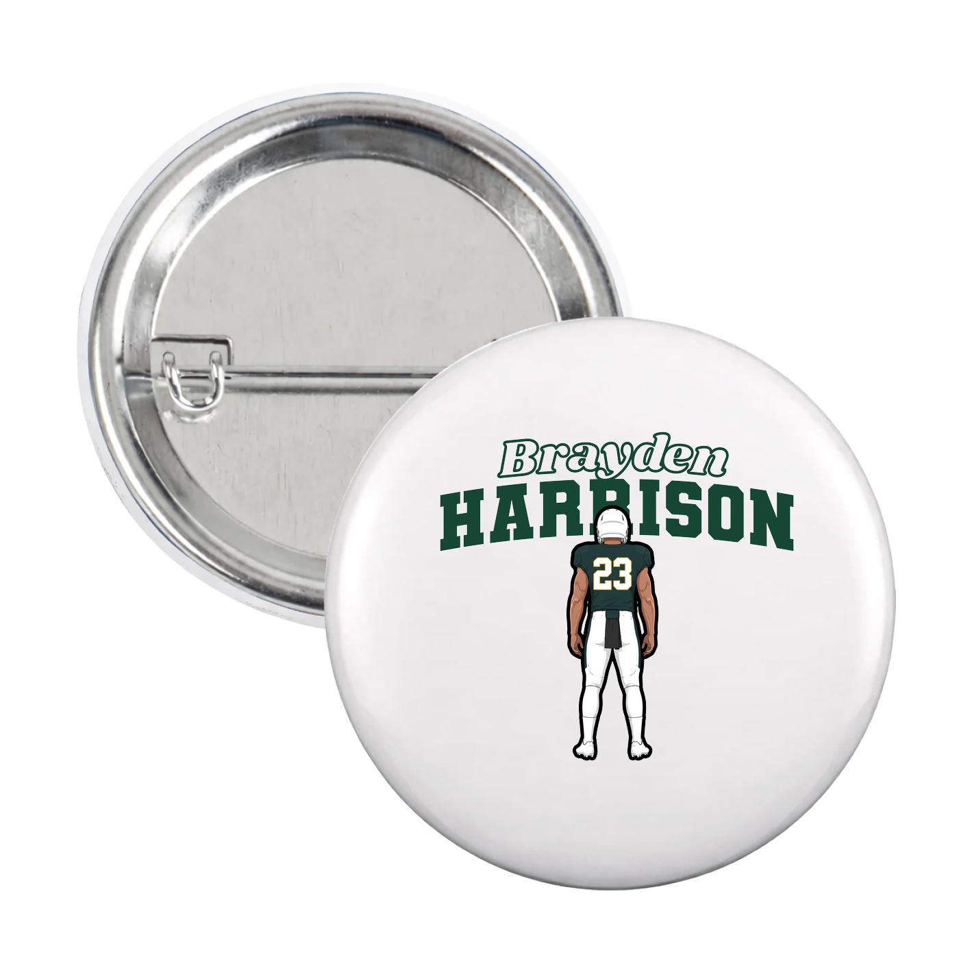 Game Day Button — Name Arch in White