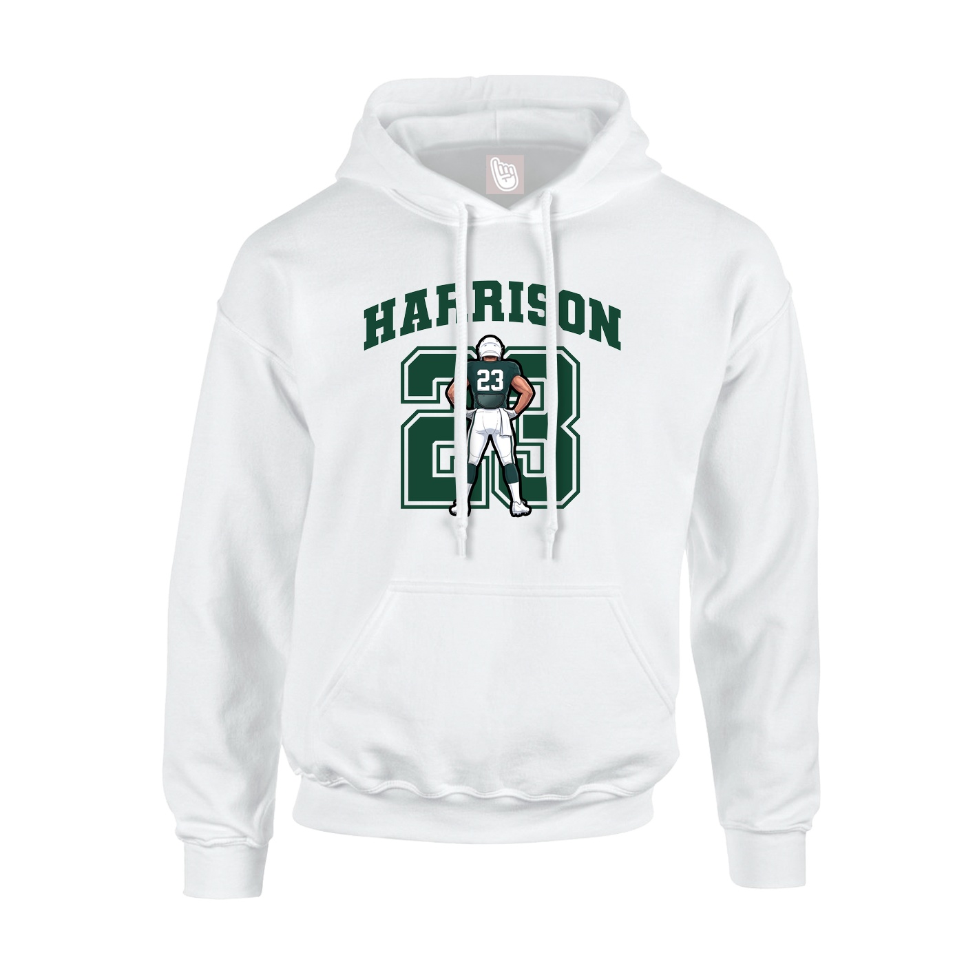 Hoodie — Number in White