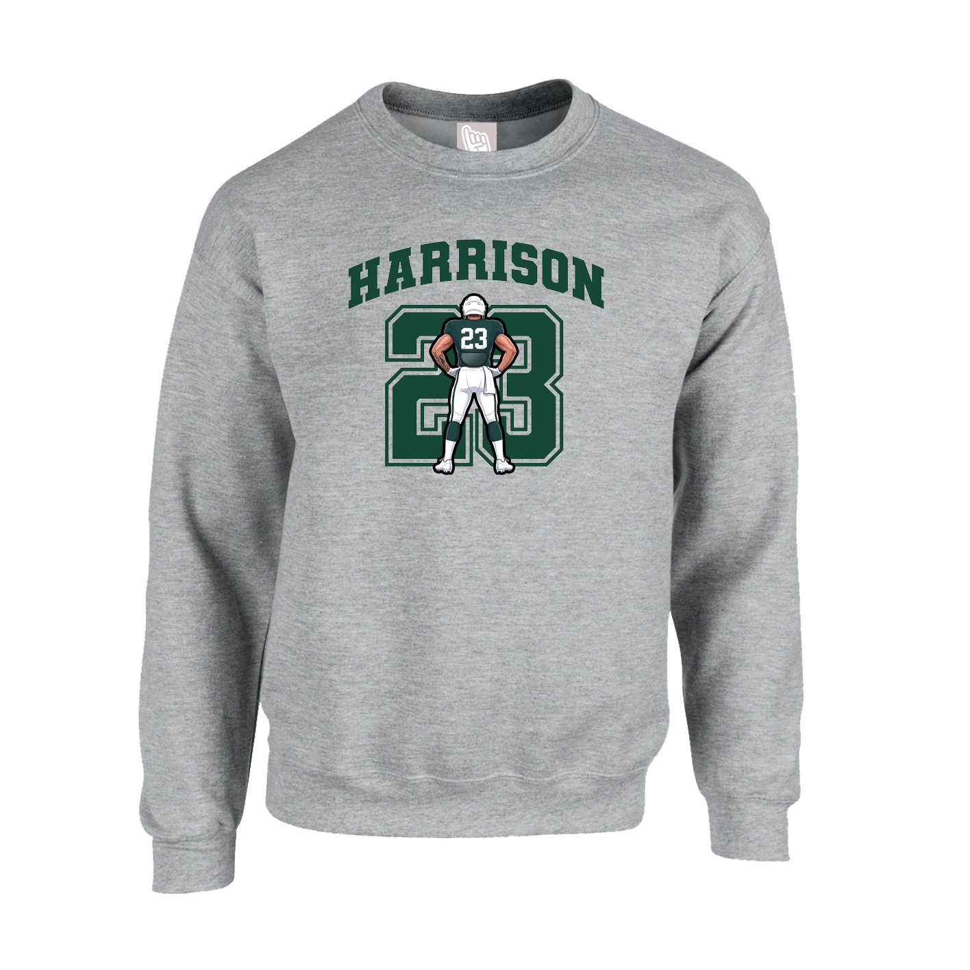 Fleece Crew — Number in Grey