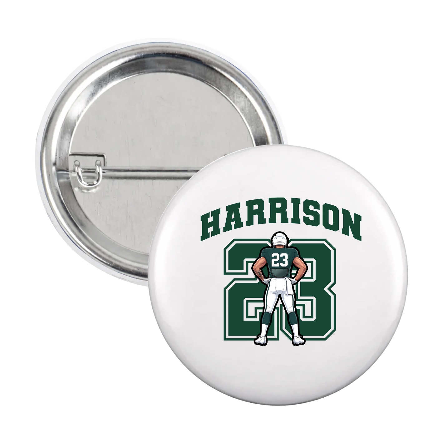 Game Day Button — Number in White