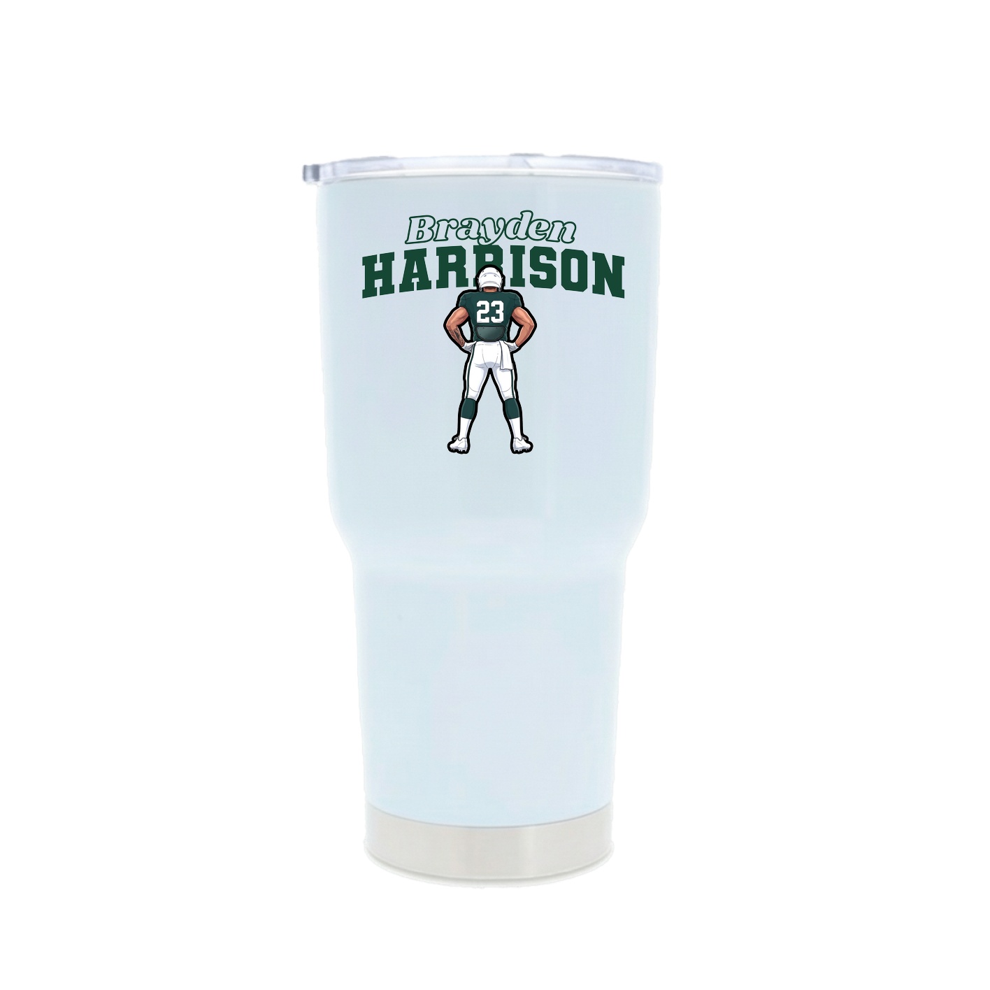 30oz Stainless Steel Tumbler — Name Arch in White