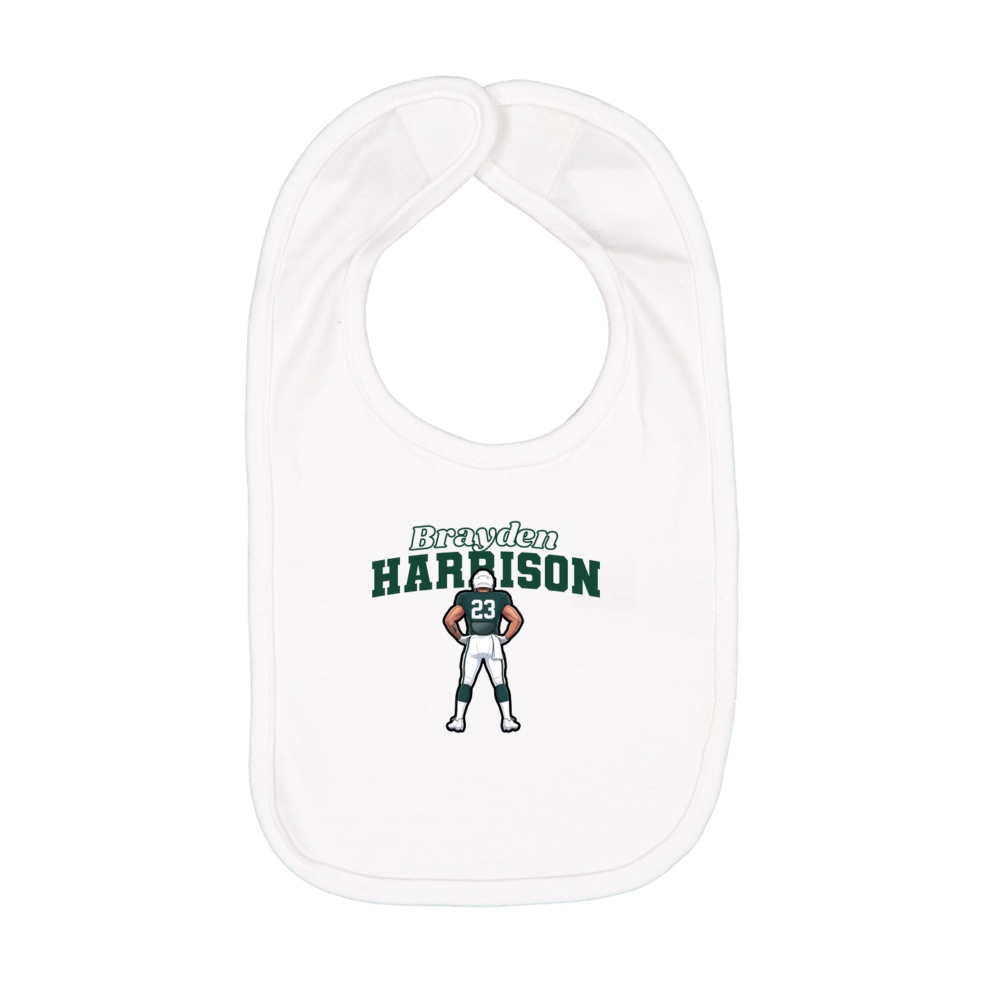 Infant Bib — Name Arch in White