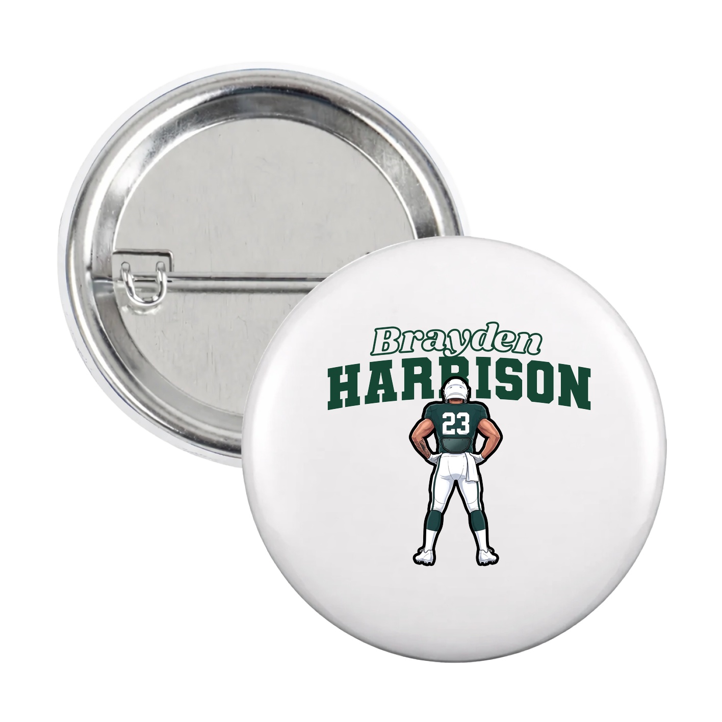 Game Day Button — Name Arch in White