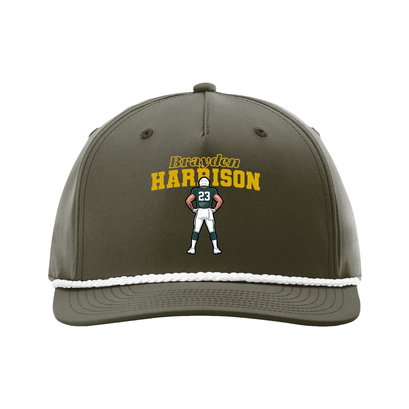 Five-Panel Classic Rope Cap — Name Arch in Green