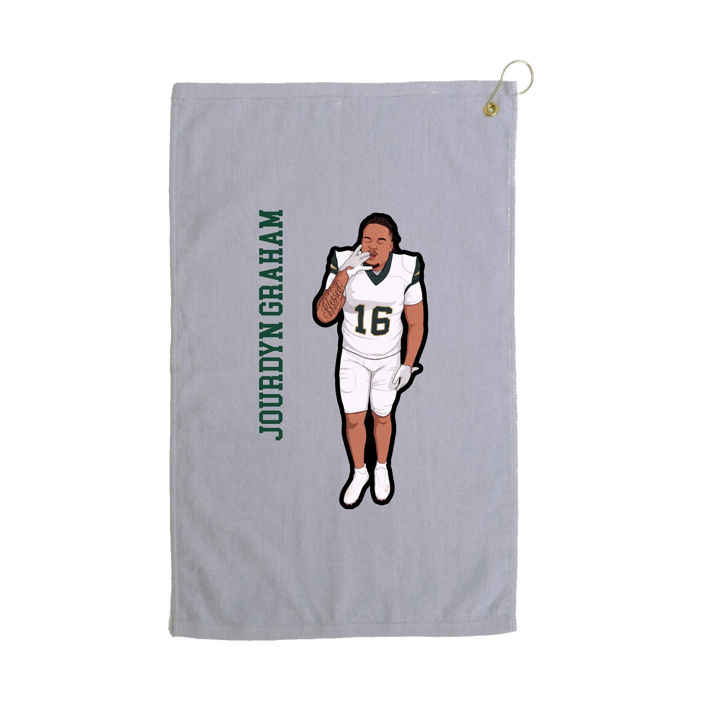 Golf Towel — Name Vertical in Grey