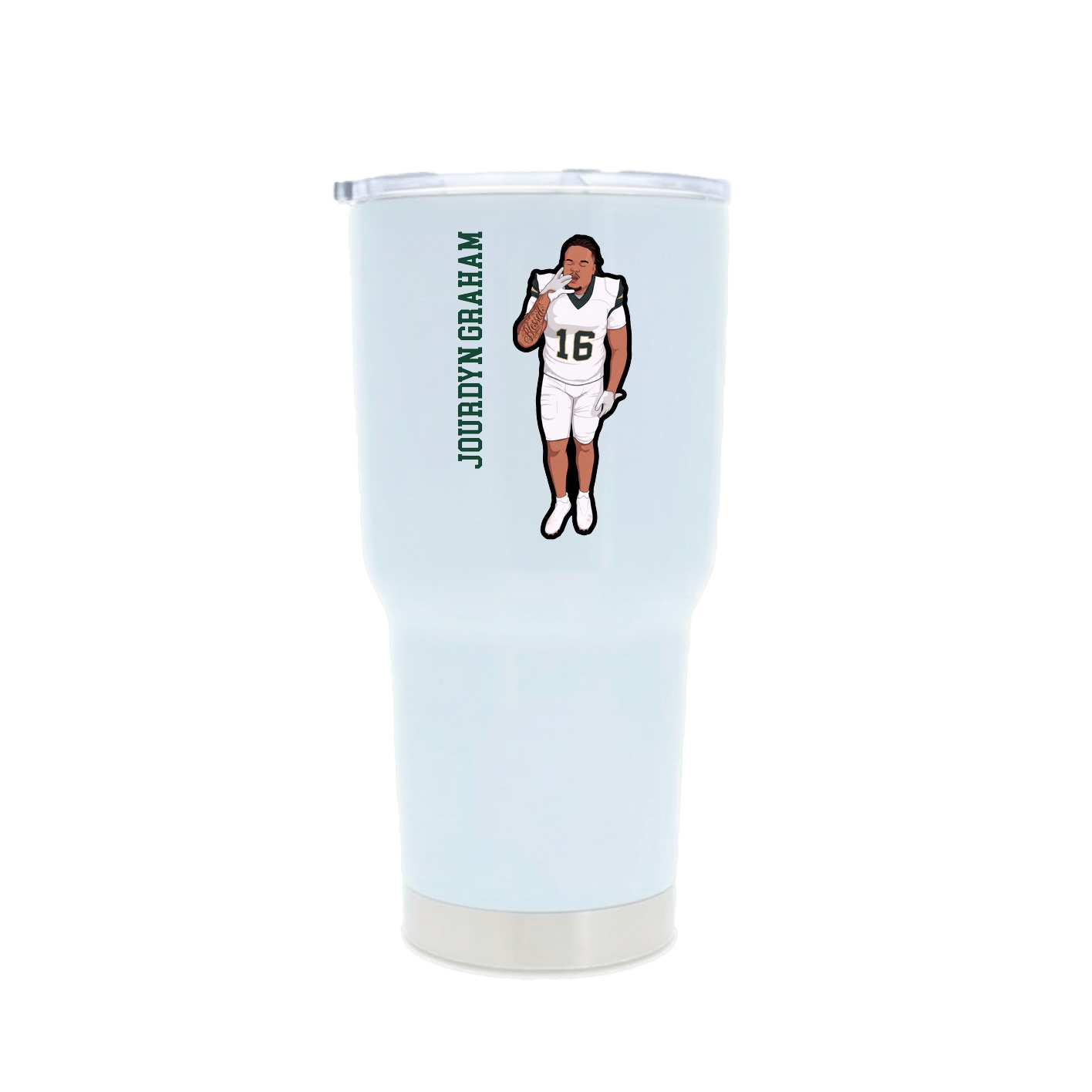 30oz Stainless Steel Tumbler — Name Vertical in White
