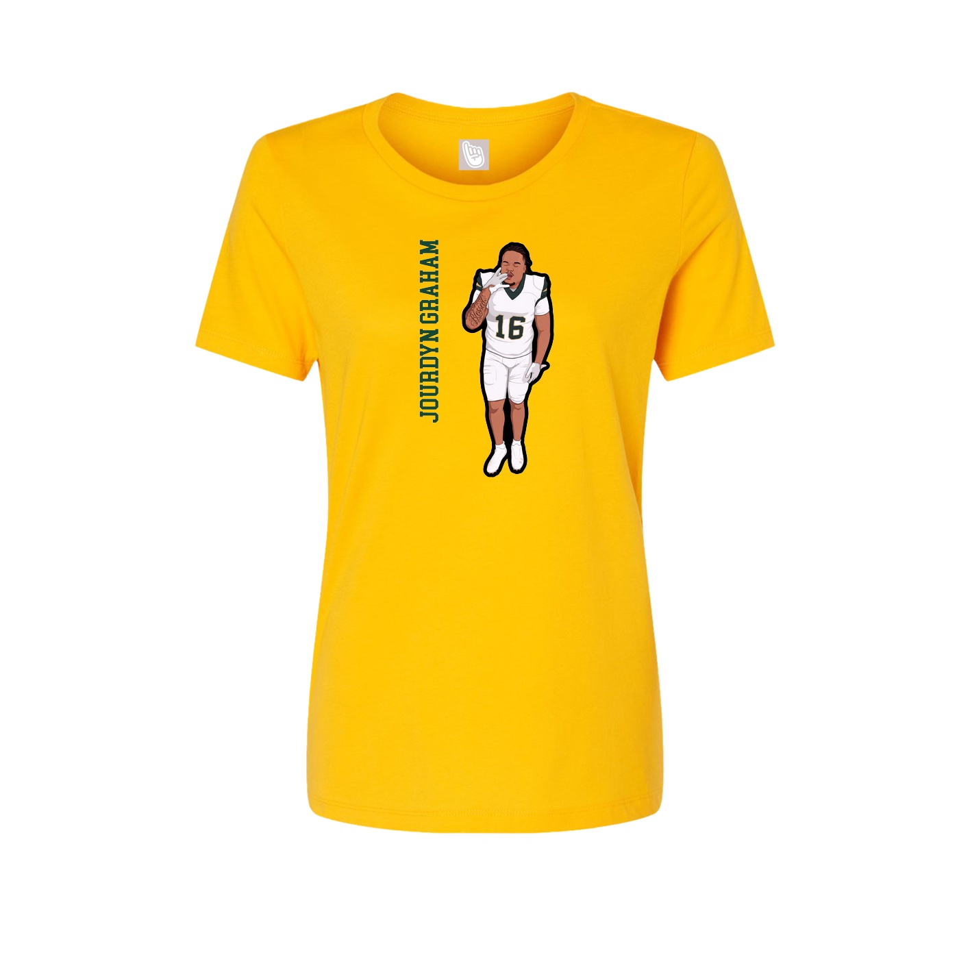 Fitted Women's Tee — Name Vertical in Gold