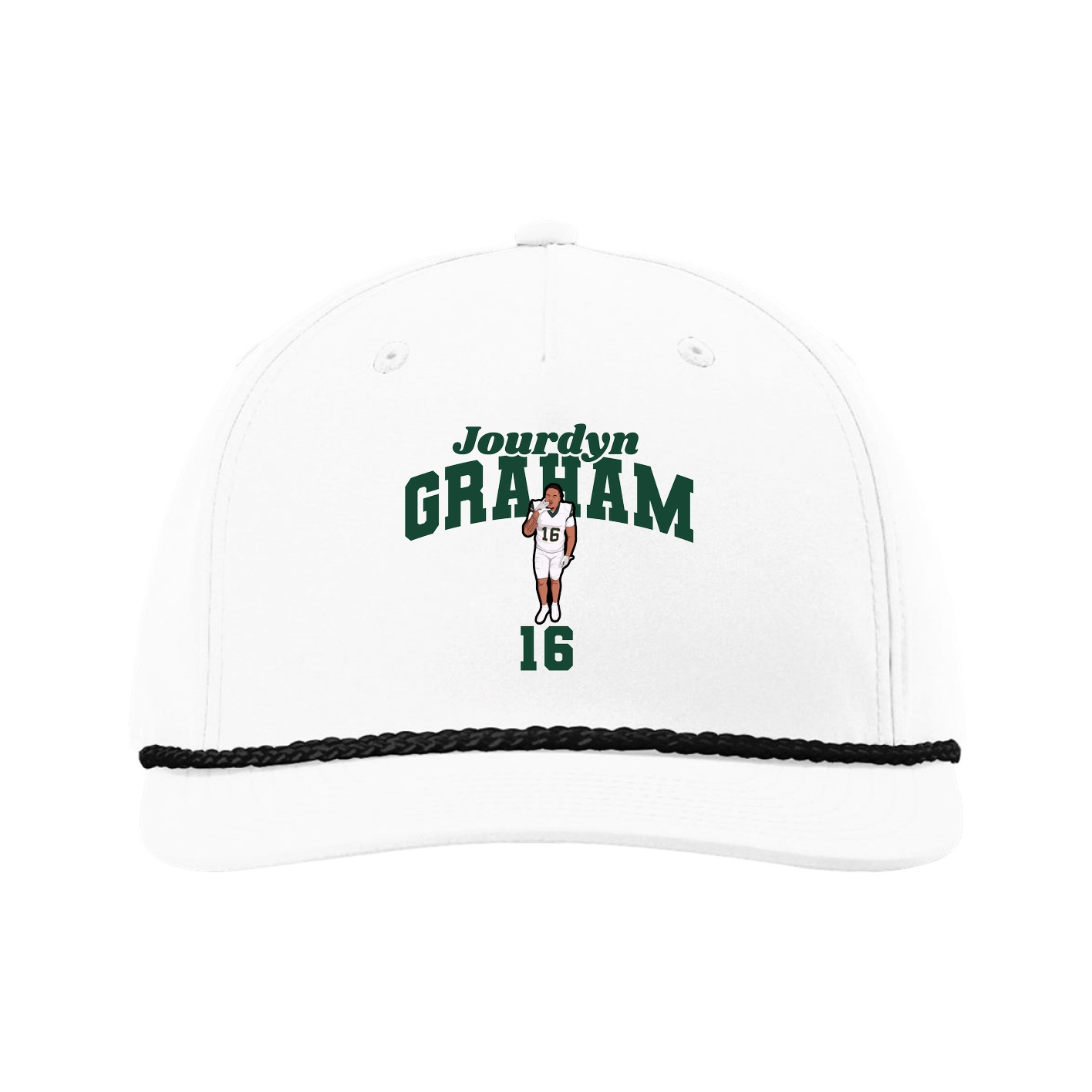 Five-Panel Classic Rope Cap — Signature Arch in White