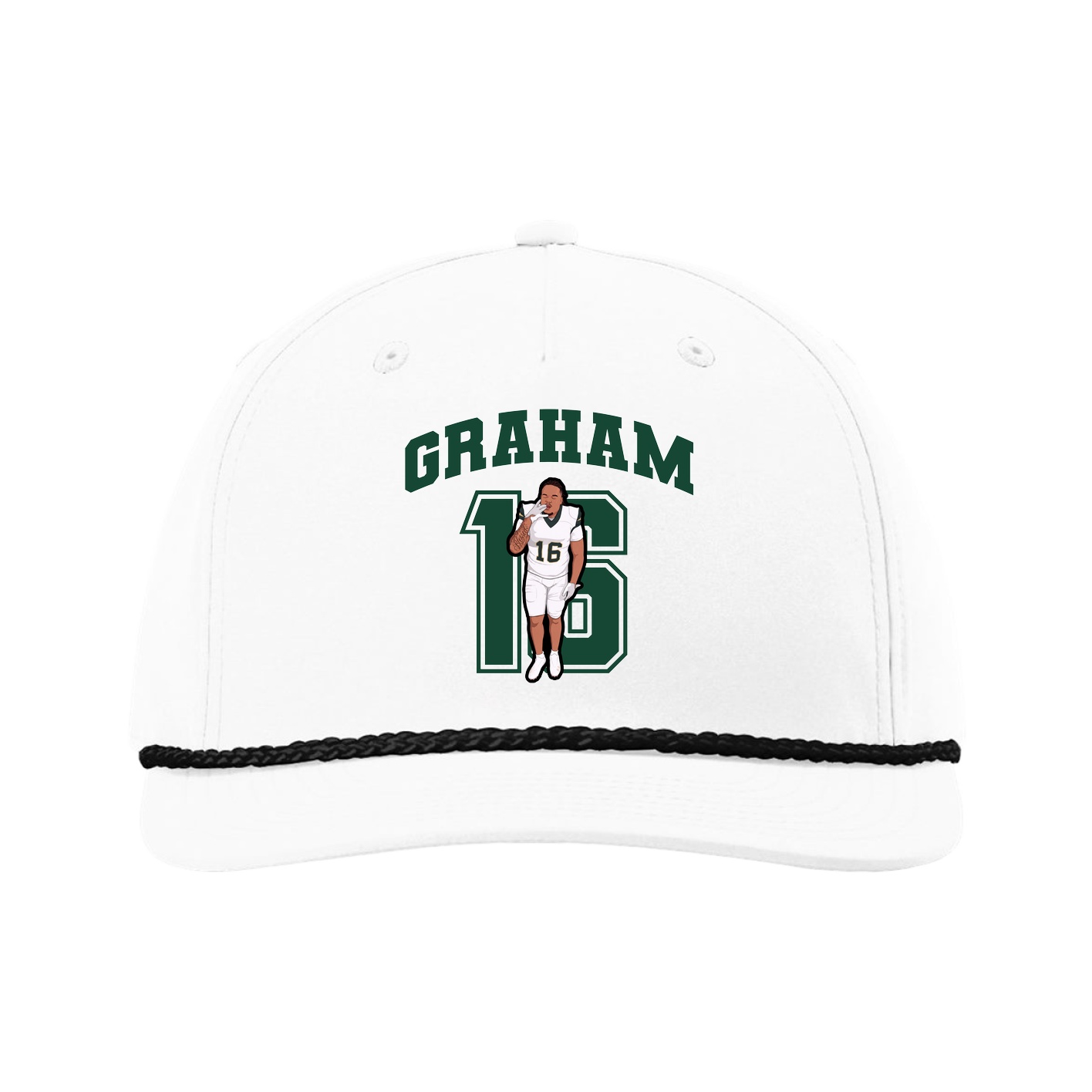 Five-Panel Classic Rope Cap — Number in White