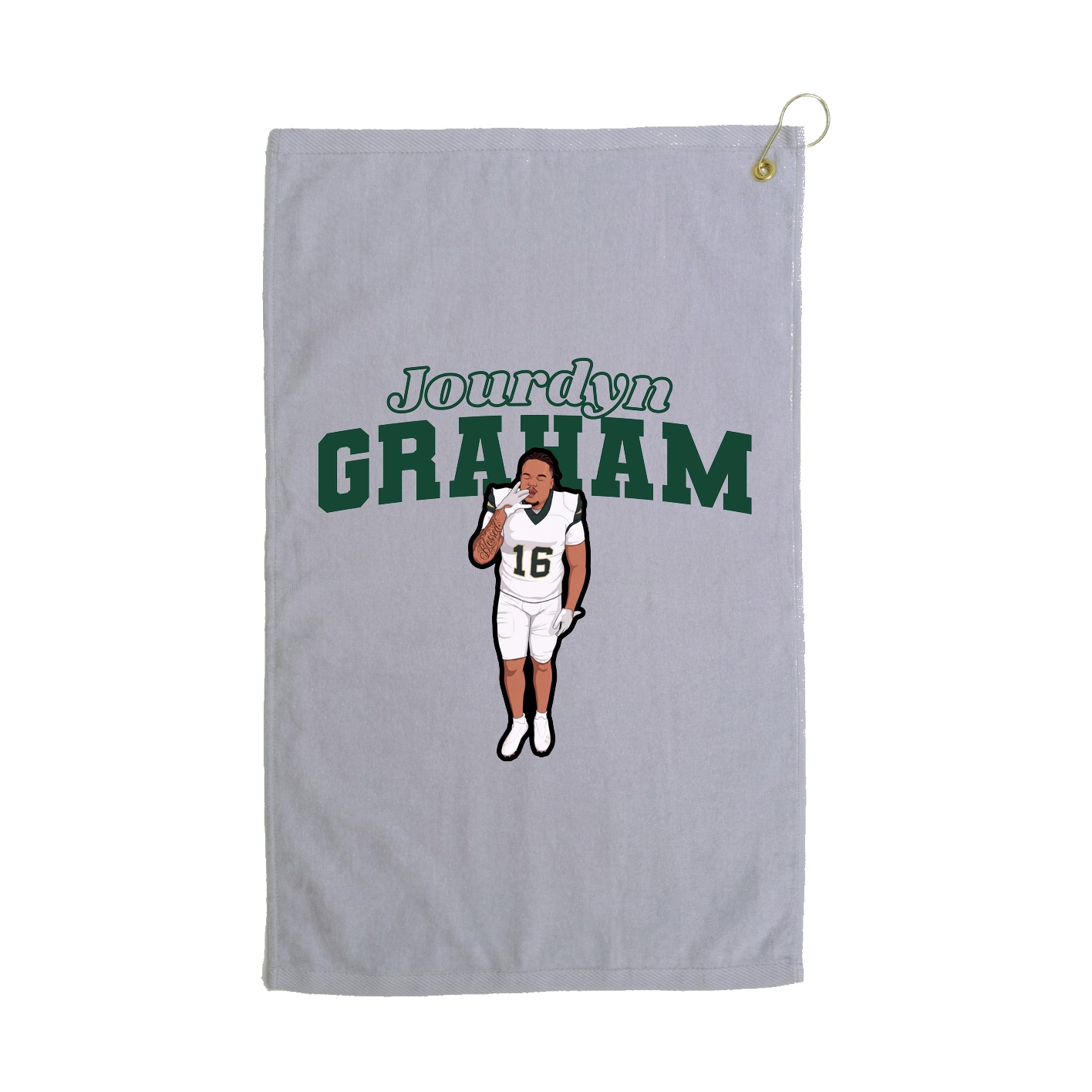 Golf Towel — Name Arch in Grey