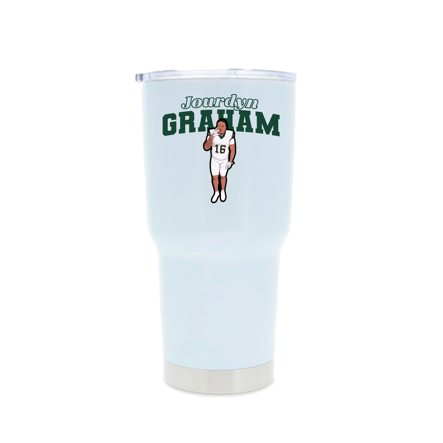 30oz Stainless Steel Tumbler — Name Arch in White