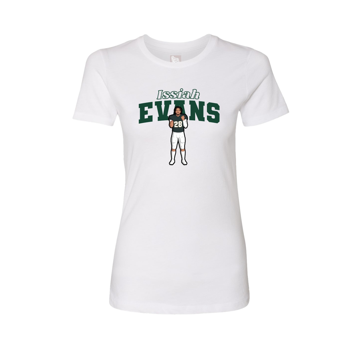 Fitted Women's Tee — Name Arch in White