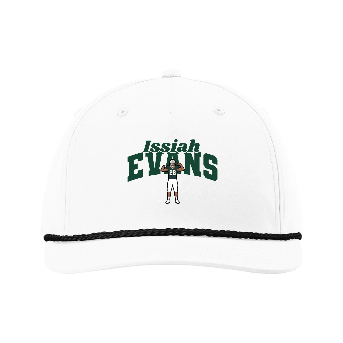 Five-Panel Classic Rope Cap — Signature Arch in White