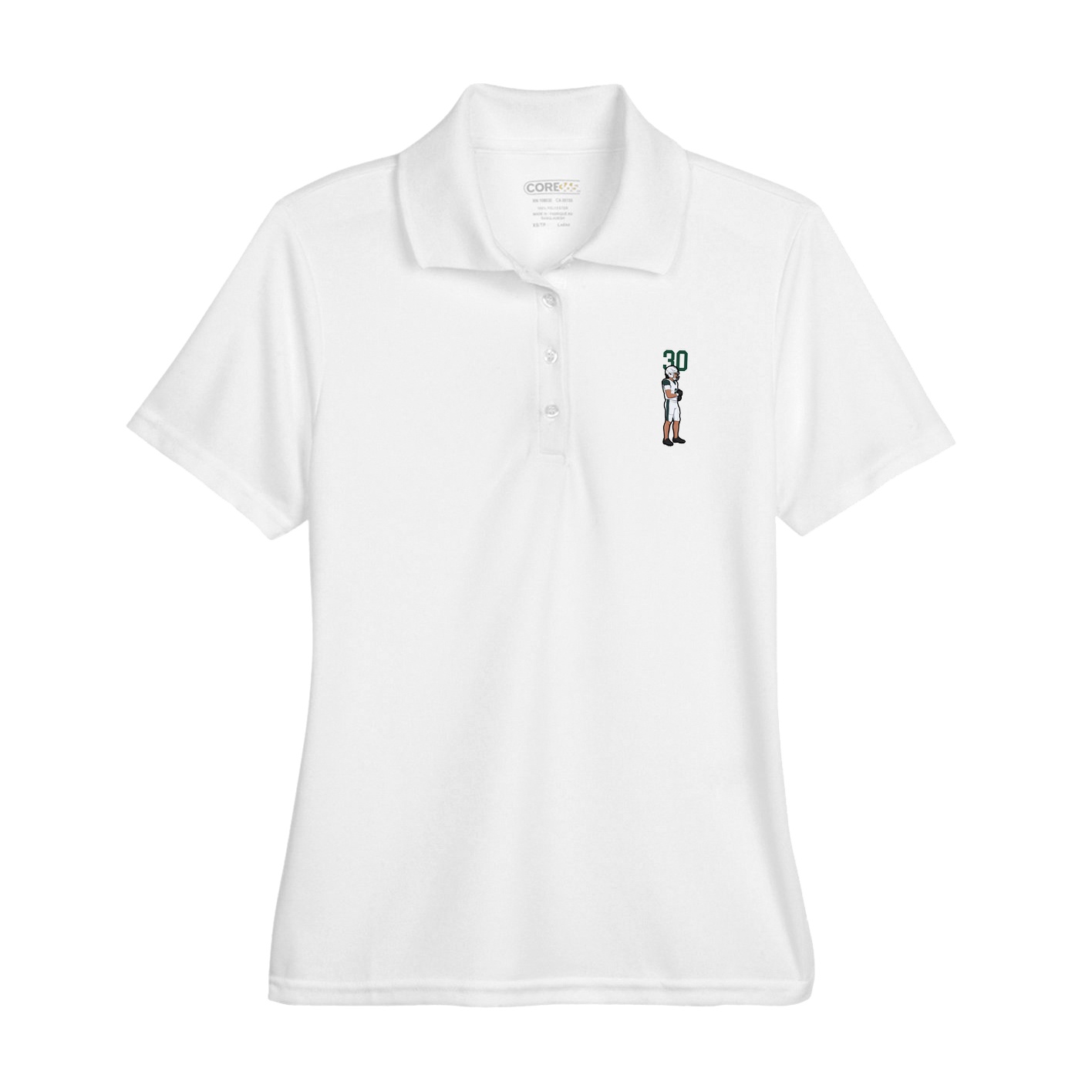 Womens Performance Polo — Number Top in White