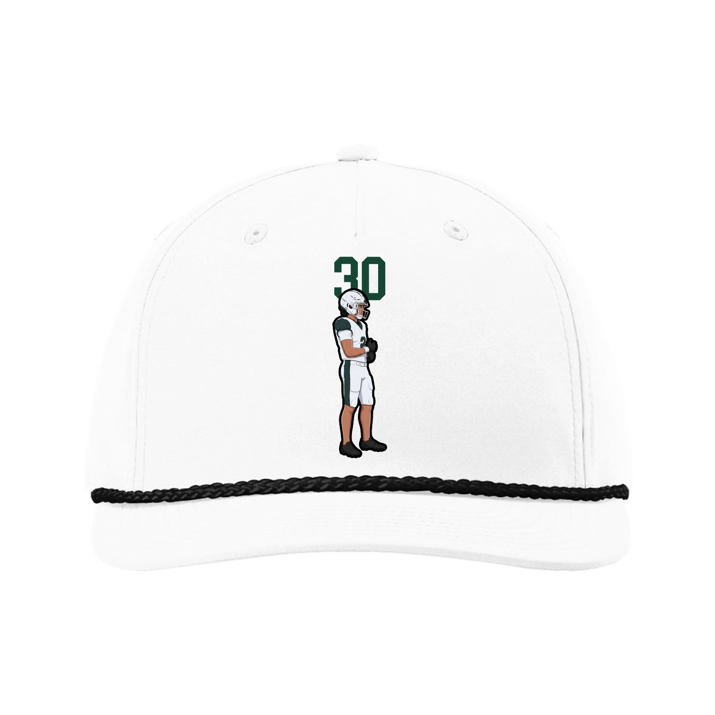 Five-Panel Classic Rope Cap — Number Top in White