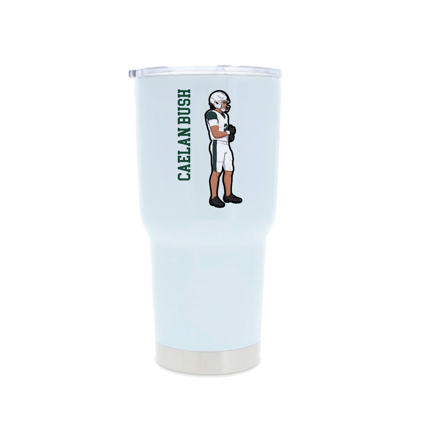 30oz Stainless Steel Tumbler — Name Vertical in White