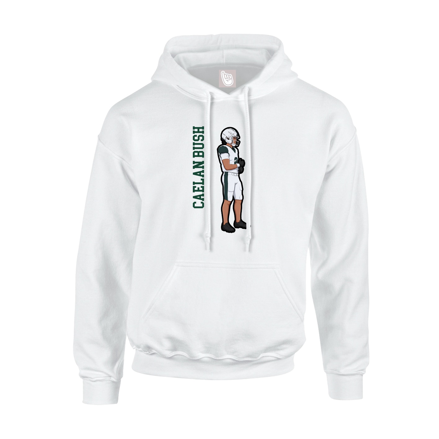 Youth Hoodie — Name Vertical in White