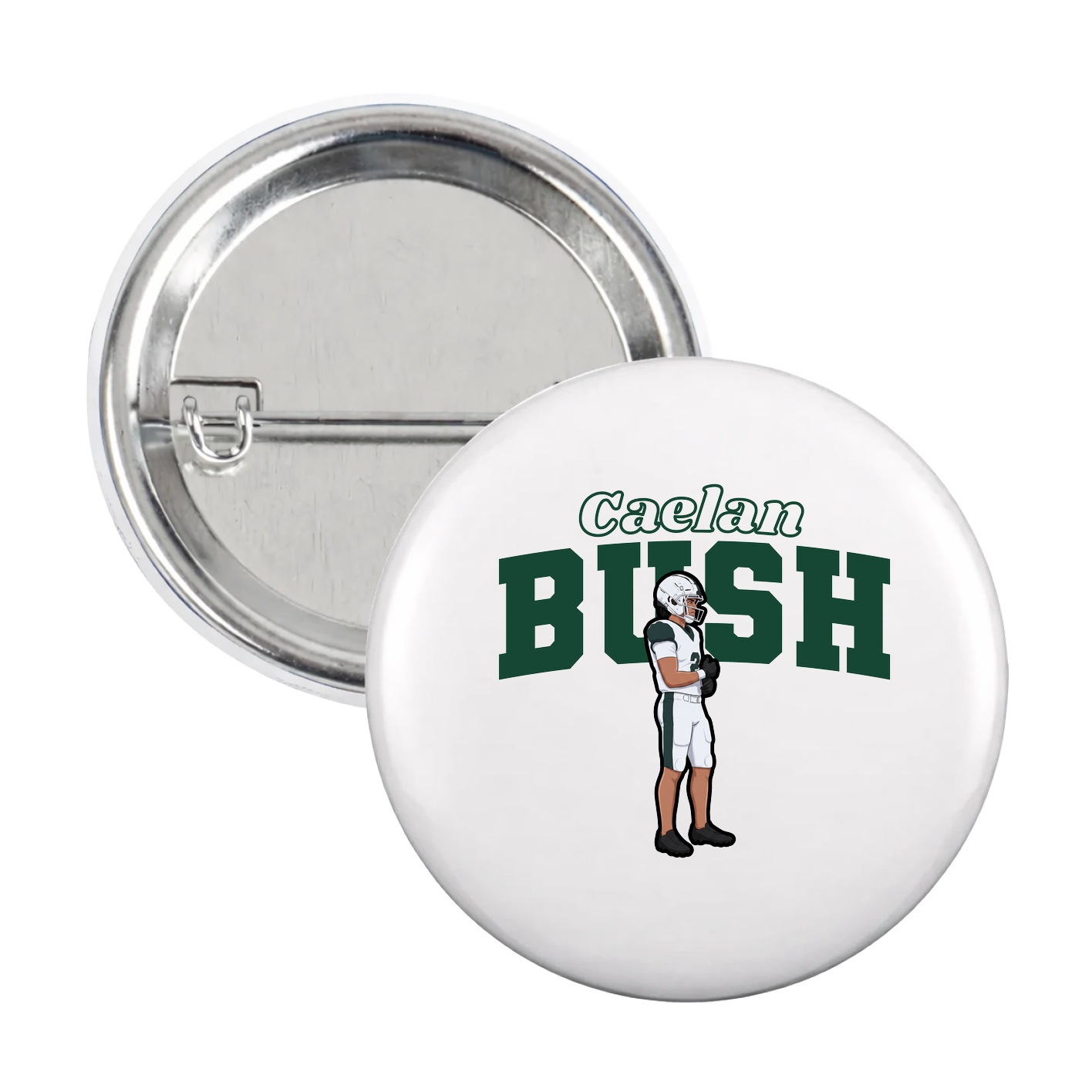 Game Day Button — Name Arch in White