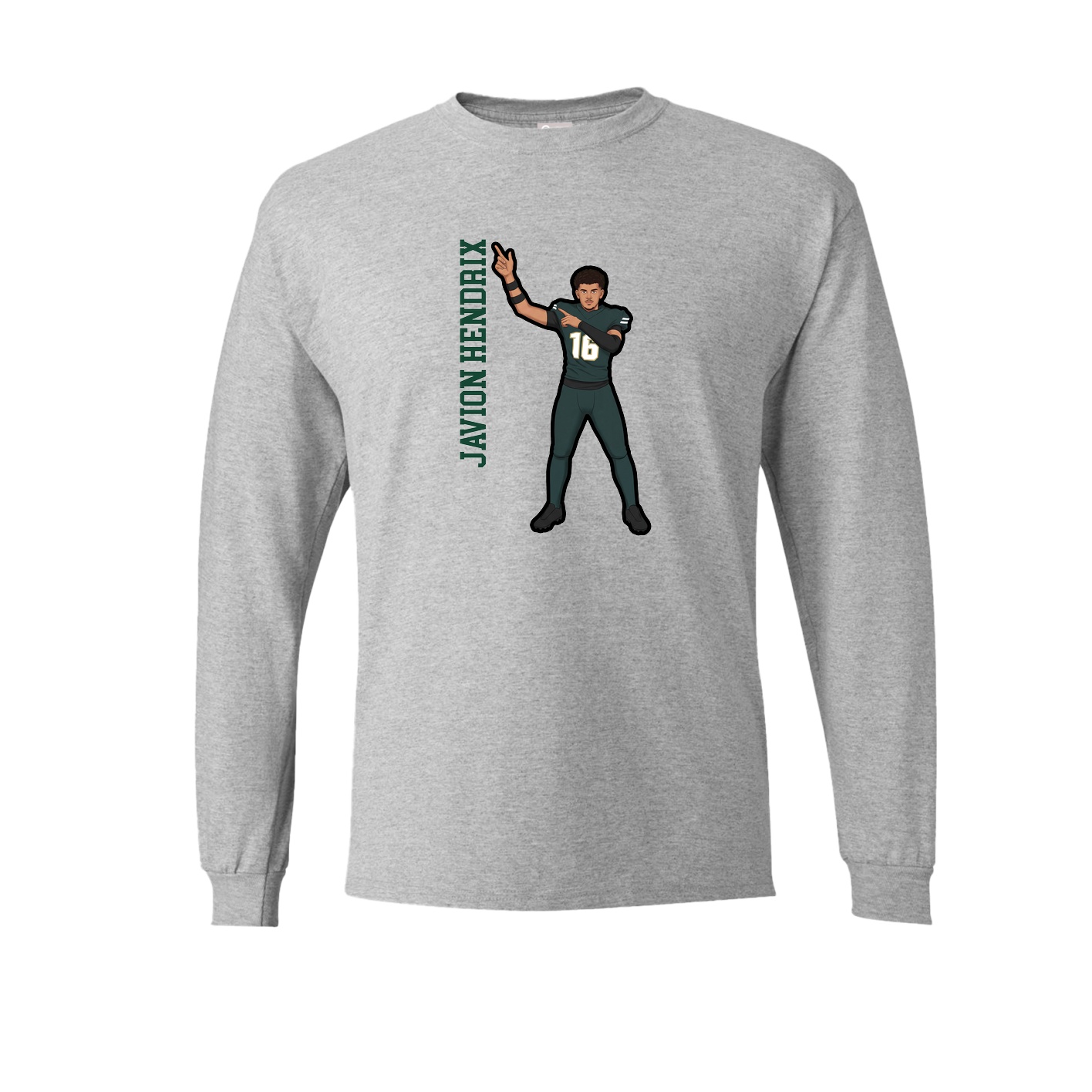 Long Sleeve Tee — Name Vertical in Grey