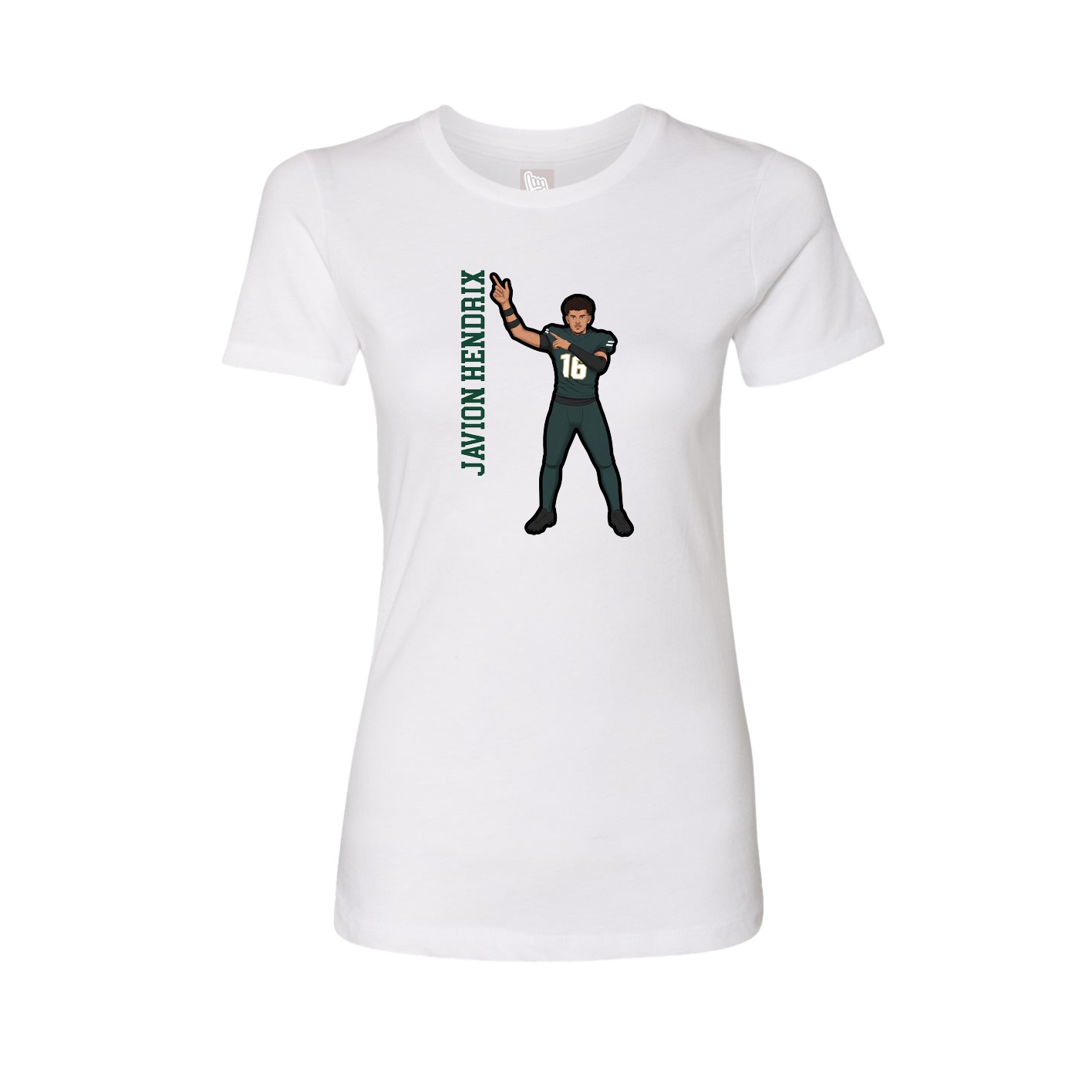 Fitted Women's Tee — Name Vertical in White