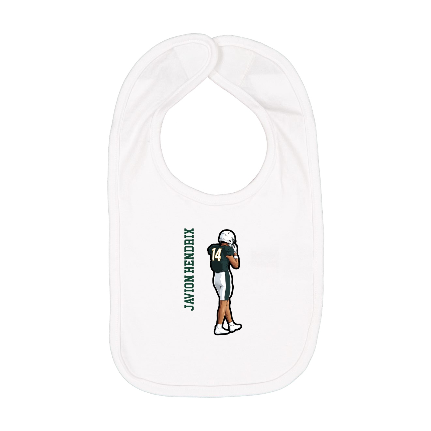Infant Bib — Name Vertical in White