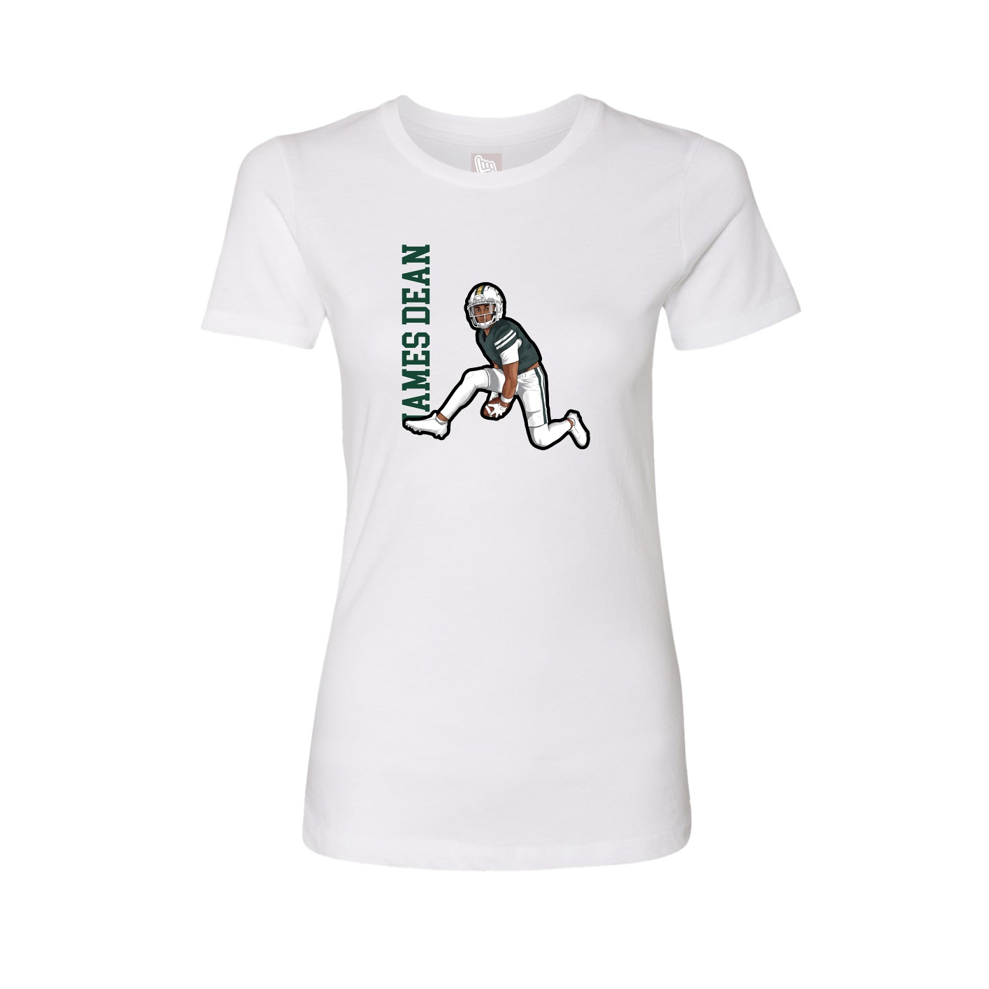 Womens Tee — Name Vertical in White