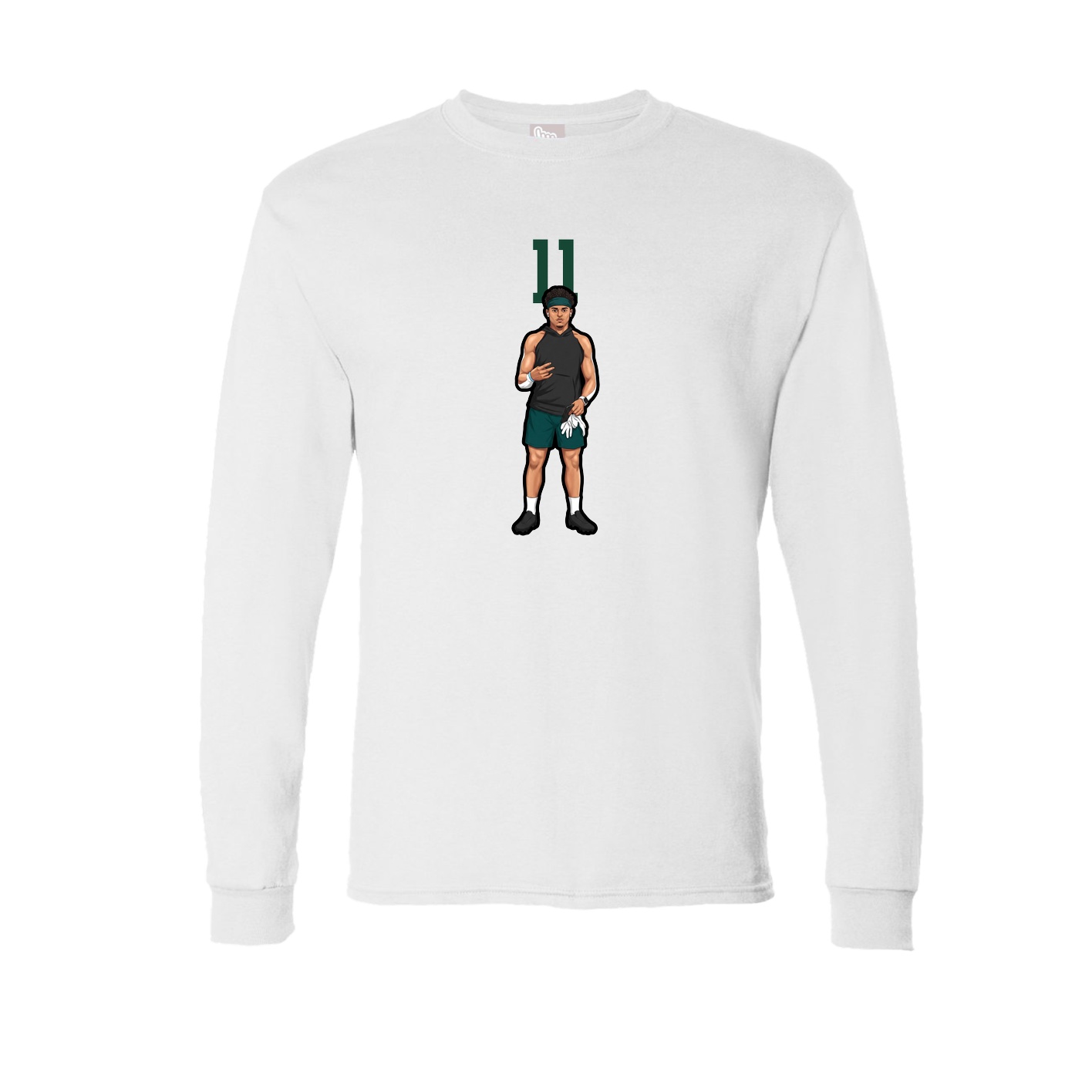 Long Sleeve Tee — Number Top in White