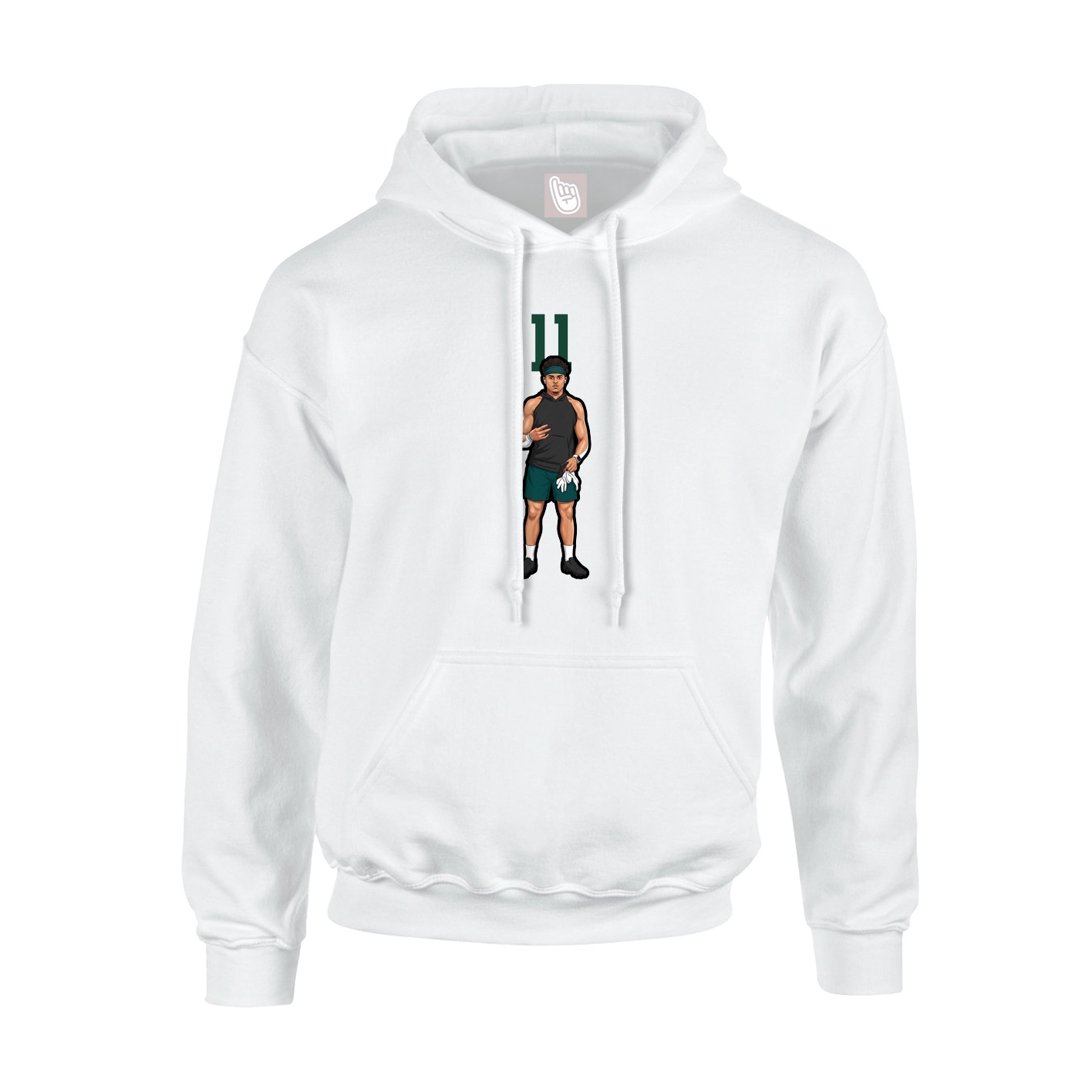Youth Hoodie — Number Top in White