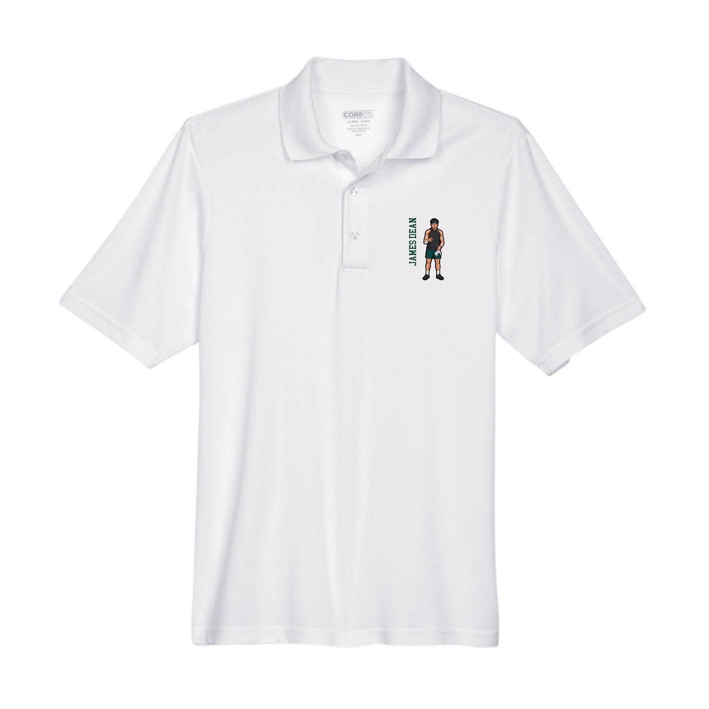 Performance Polo — Name Vertical in White
