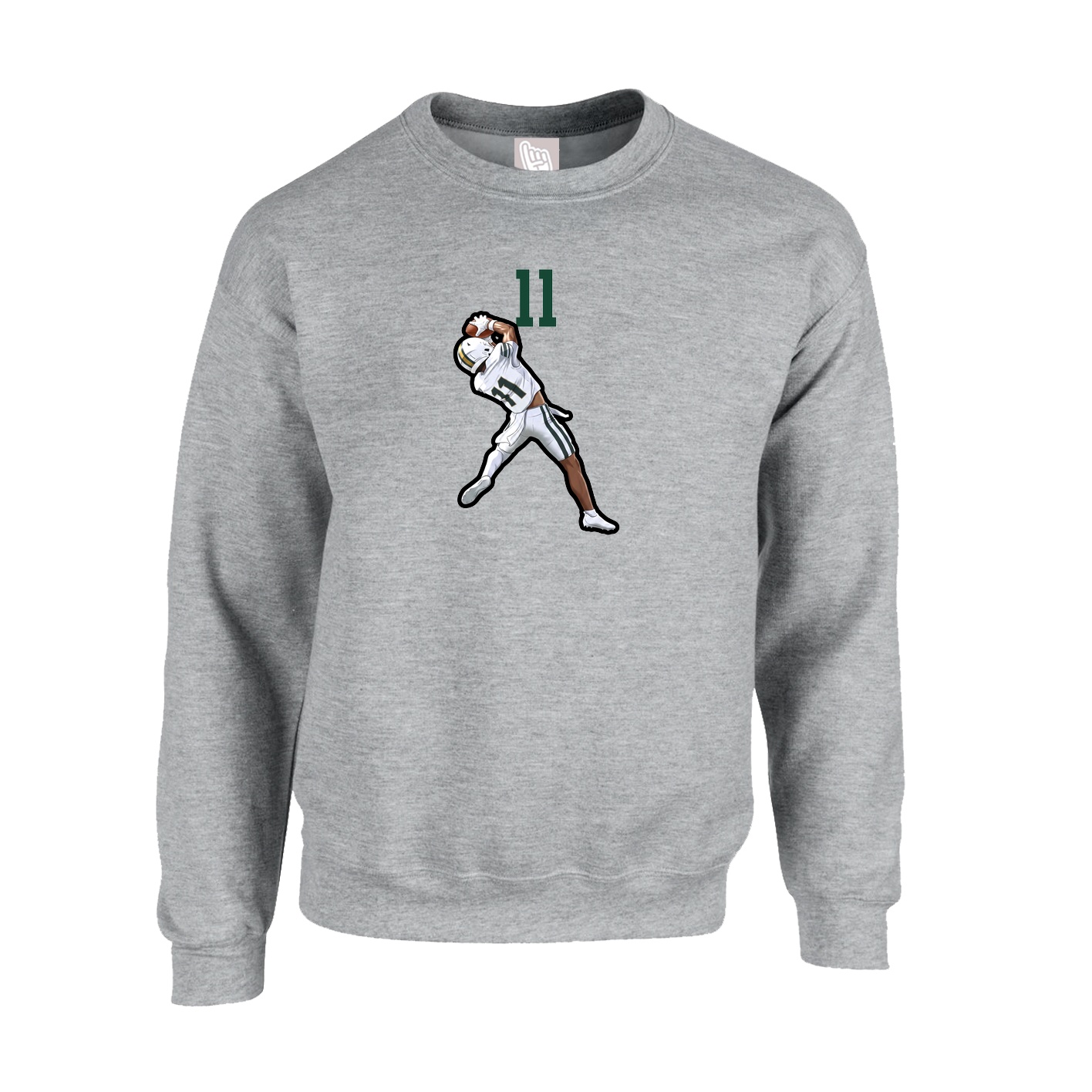 Fleece Crew — Number Top in Grey
