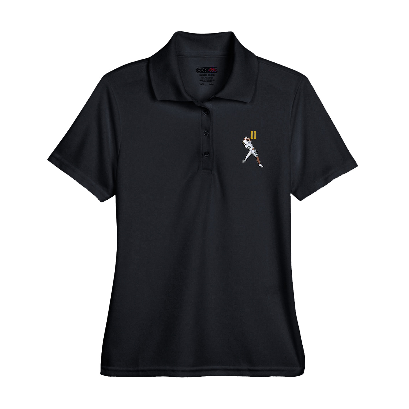 Womens Performance Polo — Number Top in Black