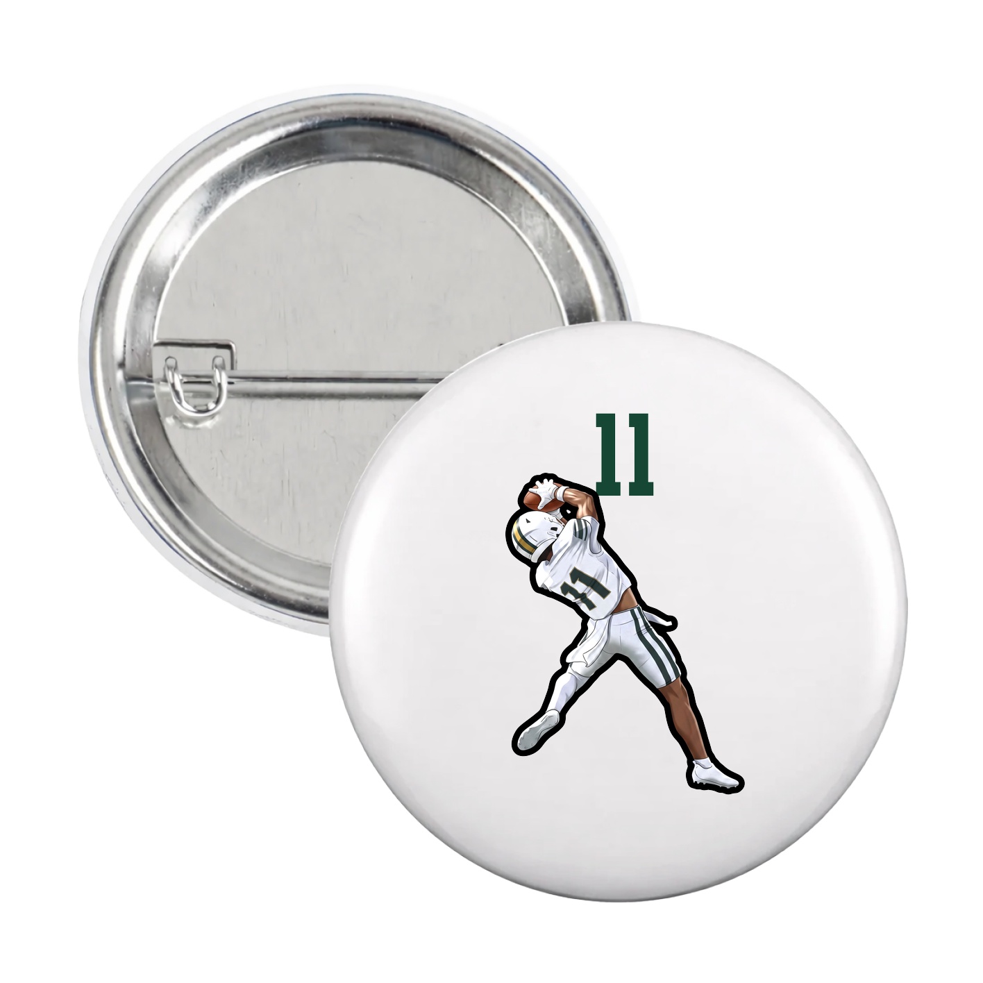 Game Day Button — Number Top in White