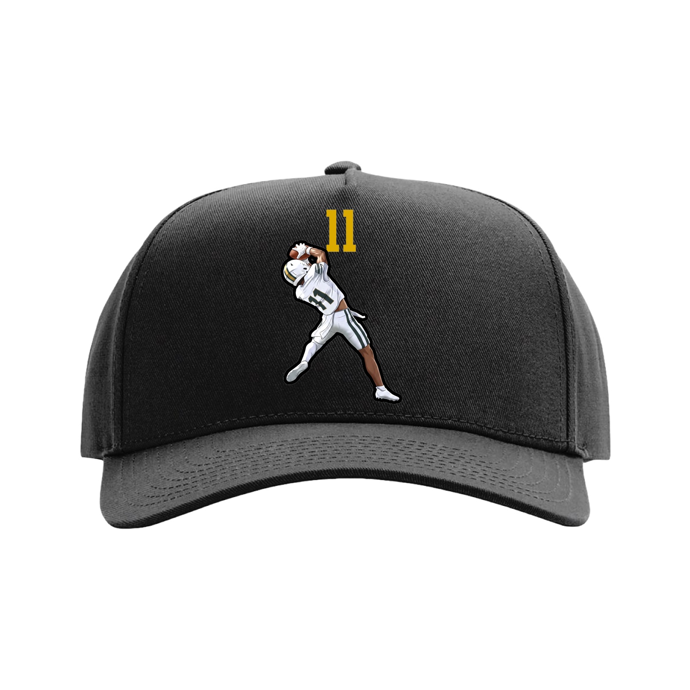 Full Fabric Five-Panel Champ Cap — Number Top in Black