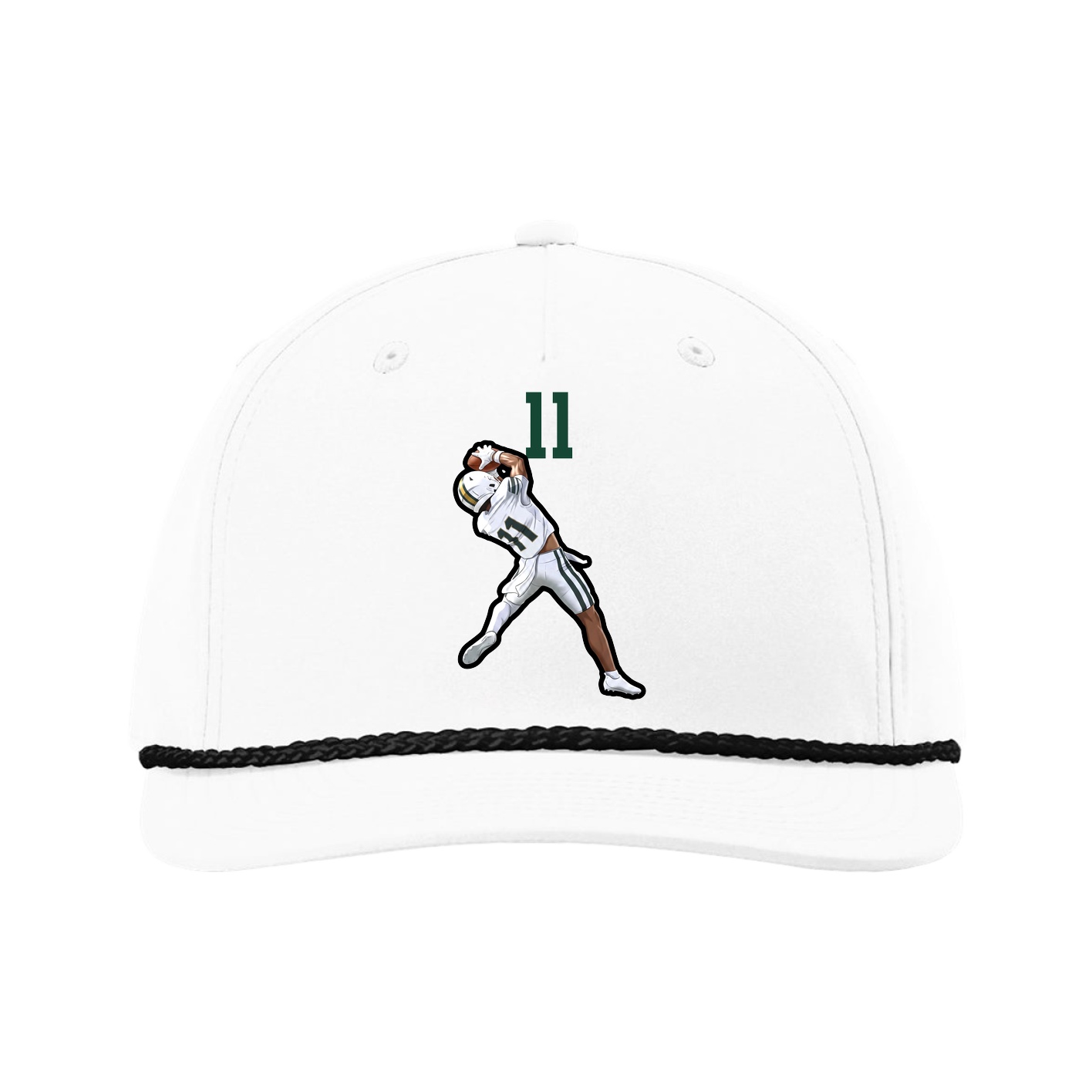 Five-Panel Classic Rope Cap — Number Top in White