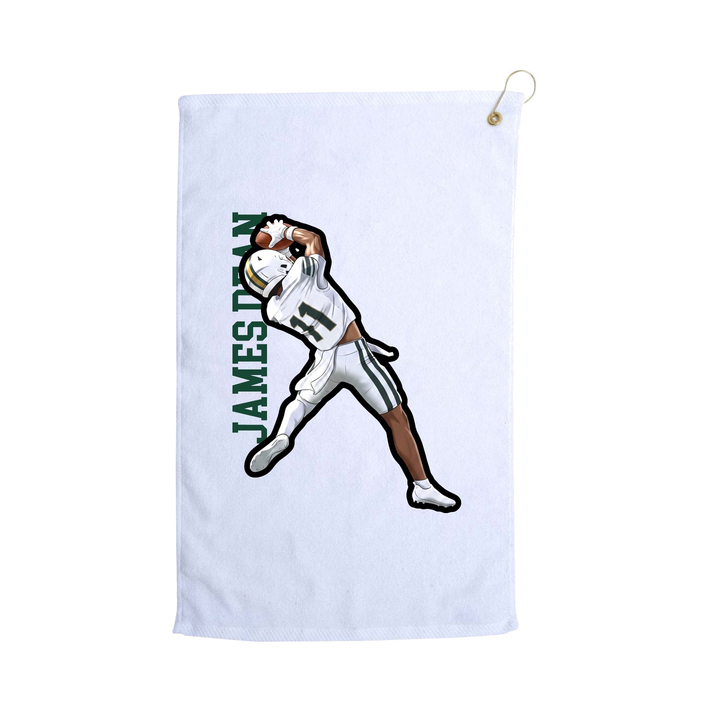 Golf Towel — Name Vertical in White