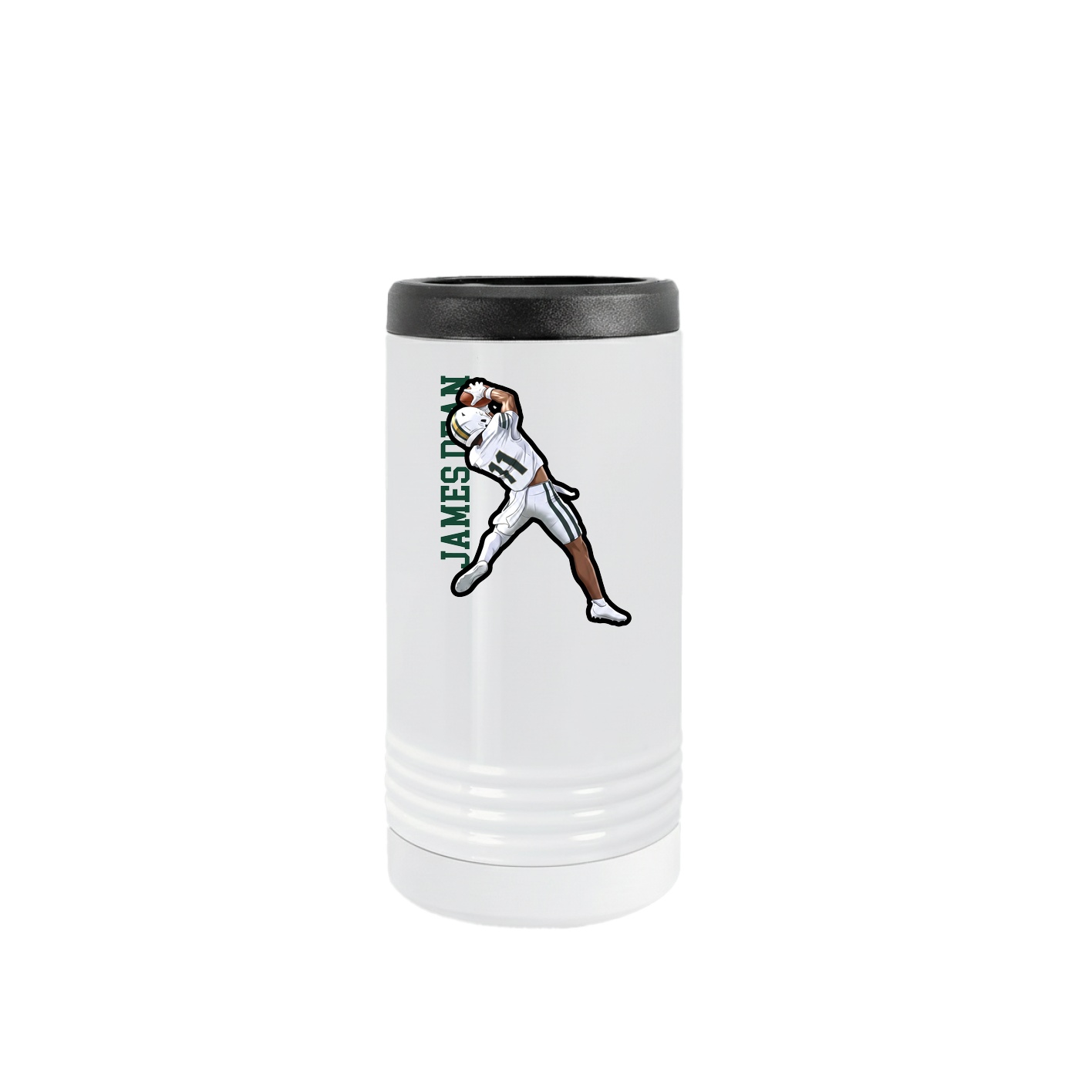 Slim Beverage Holder — Name Vertical in White
