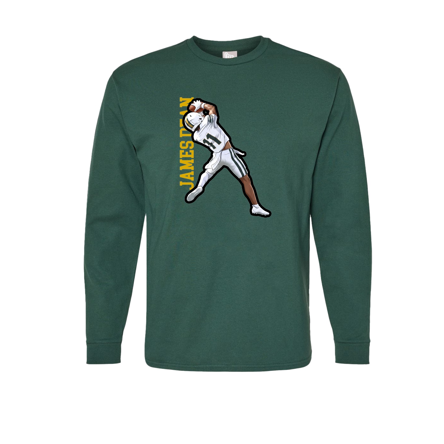 Long Sleeve Tee — Name Vertical in Green