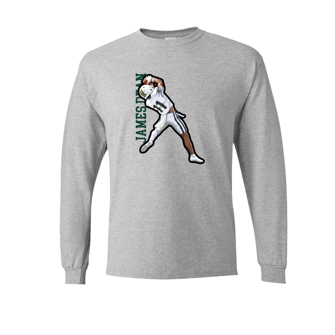 Long Sleeve Tee — Name Vertical in Grey