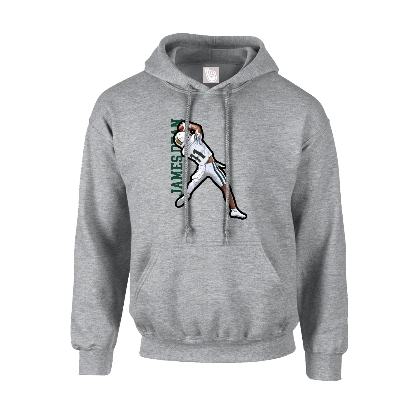Hoodie — Name Vertical in Grey