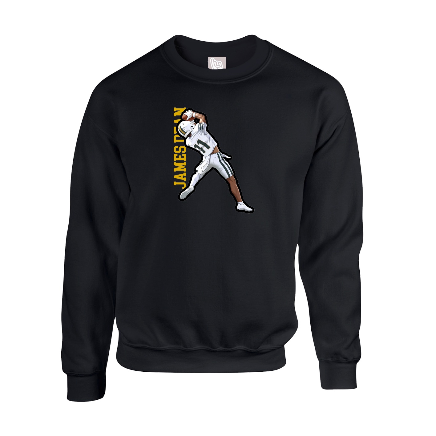 Fleece Crew — Name Vertical in Black