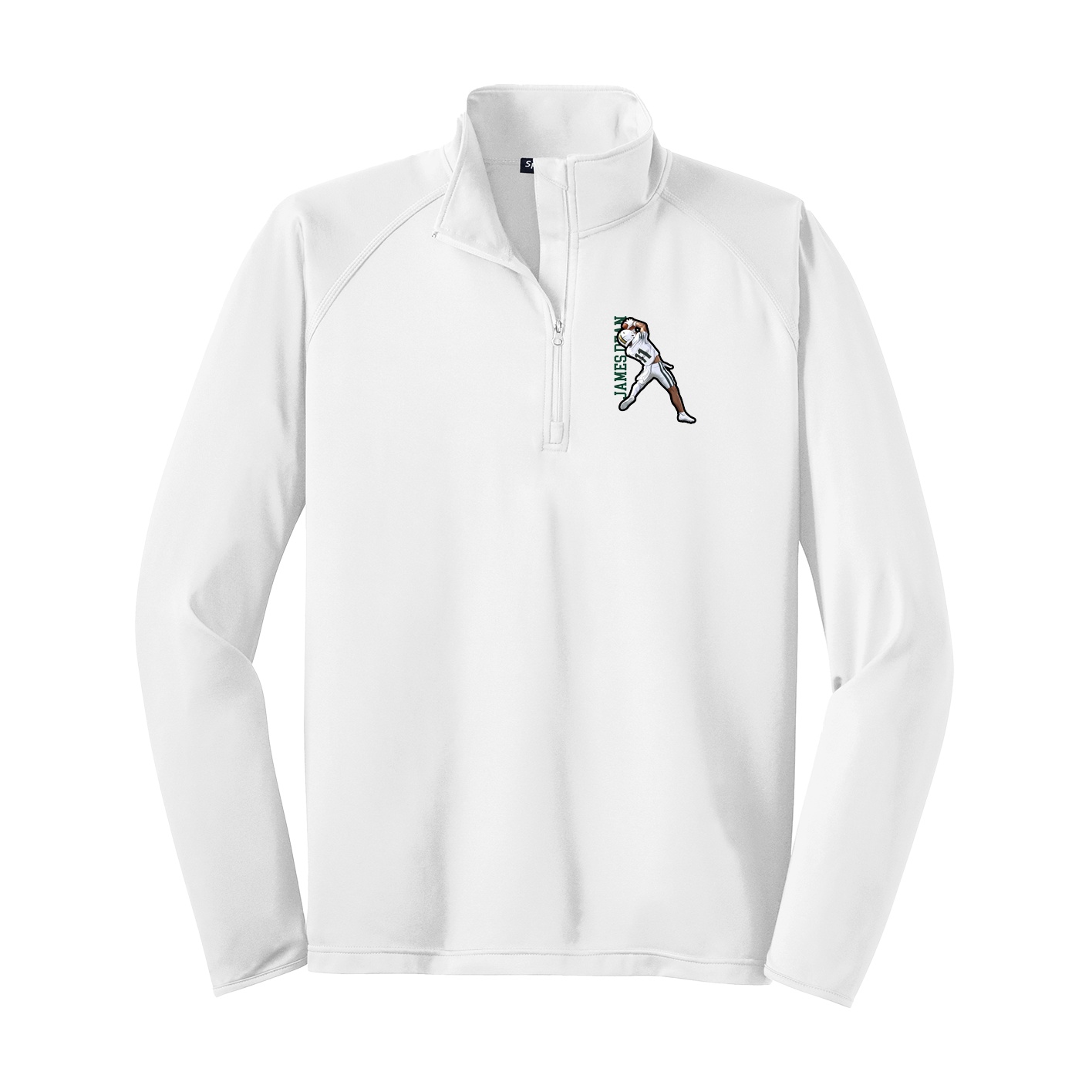 Q-Zip Pullover — Name Vertical in White