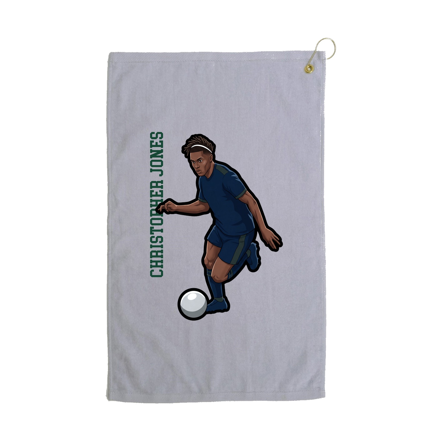 Golf Towel — Name Vertical in Grey