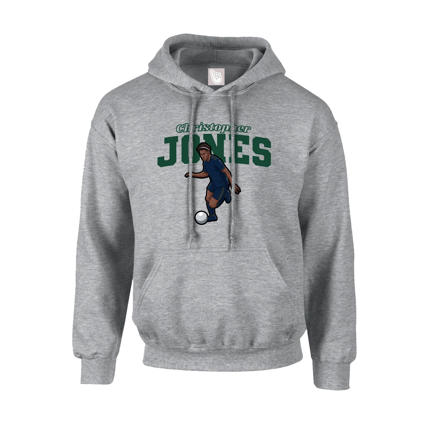 Youth Hoodie — Name Arch in Grey