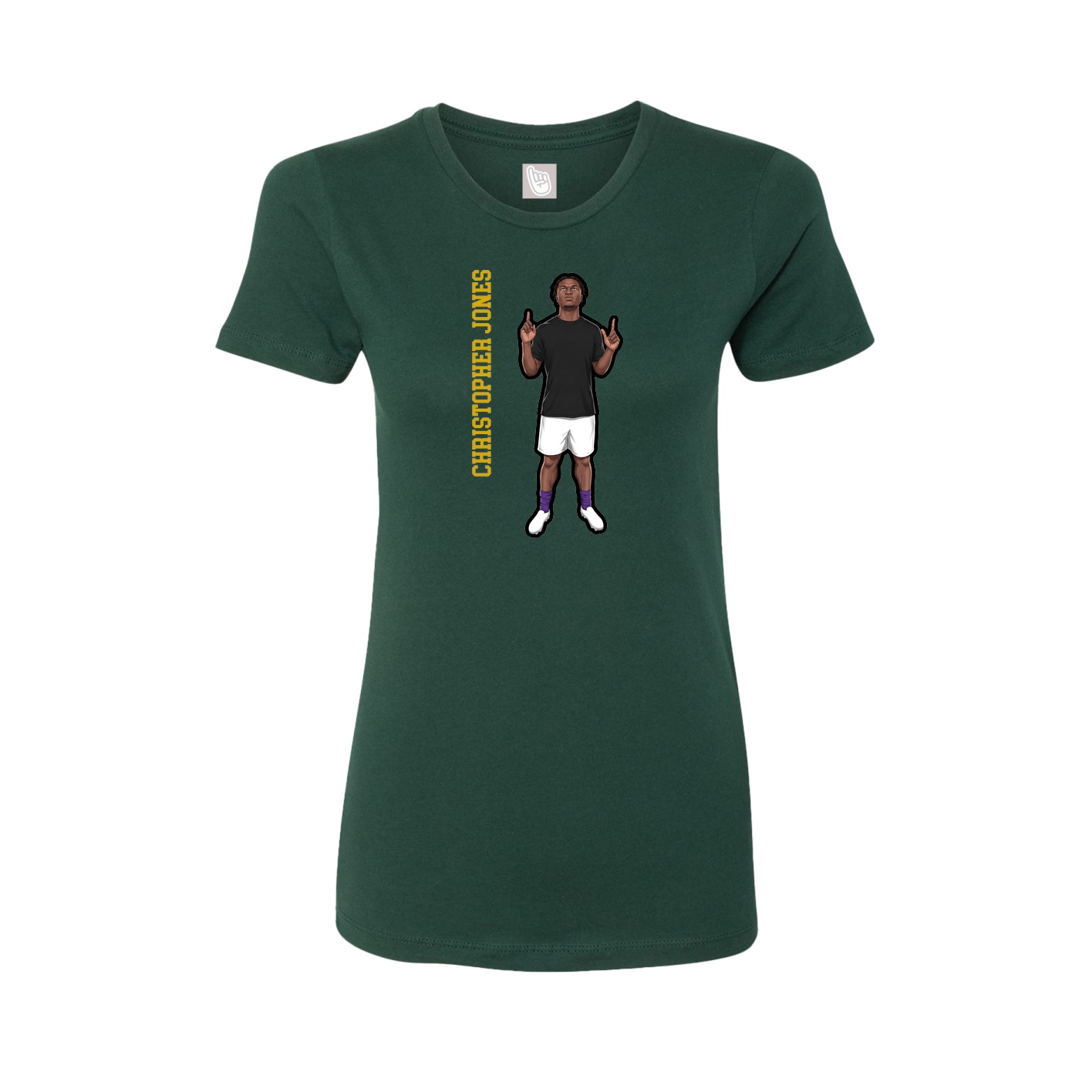 Fitted Women's Tee — Name Vertical in Green