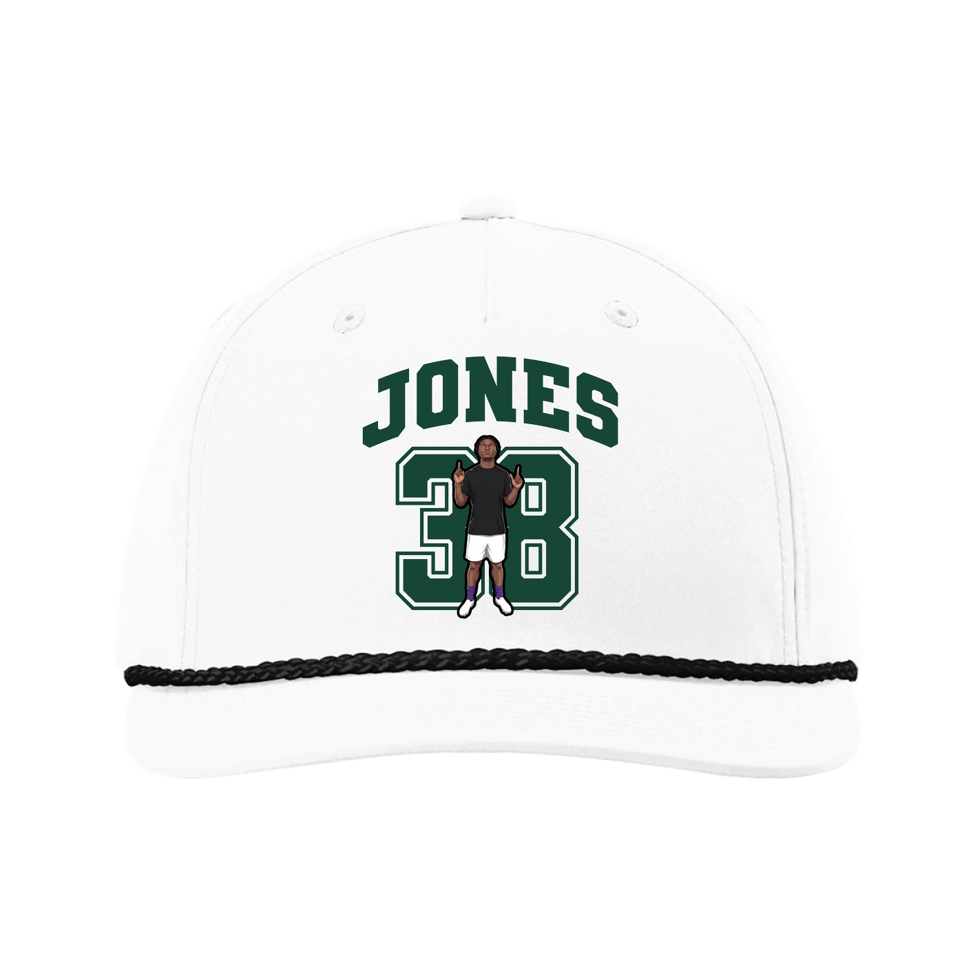 Five-Panel Classic Rope Cap — Number in White